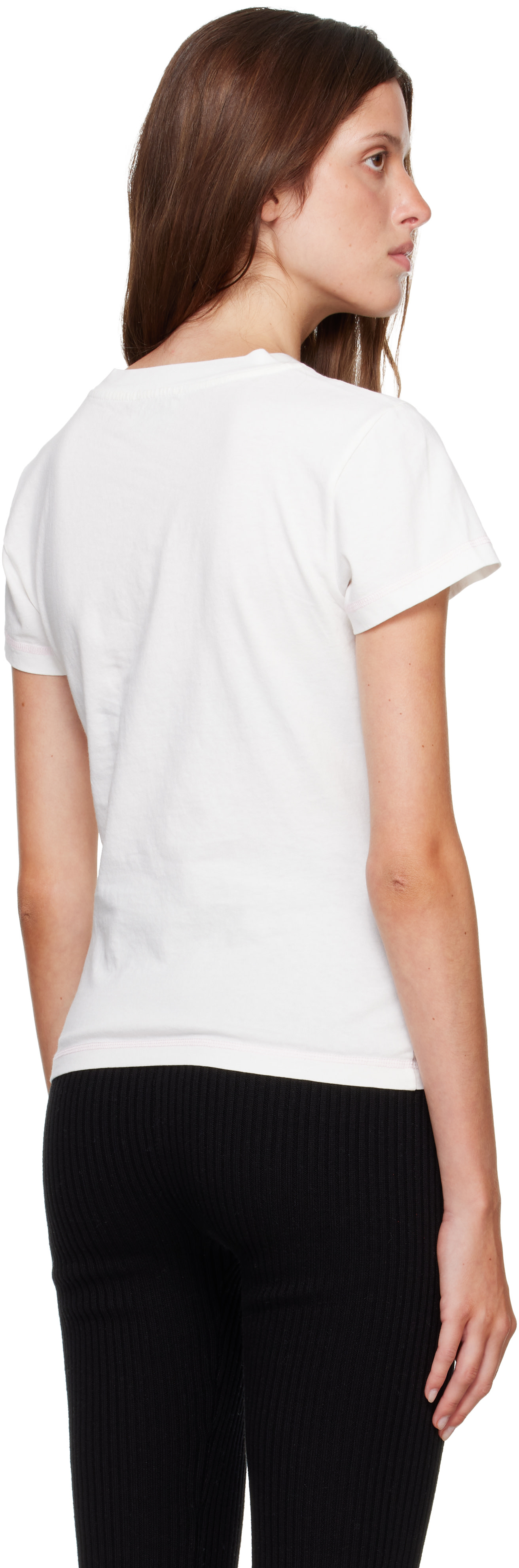 GANNI - Micro t-shirt blanc en coton à image