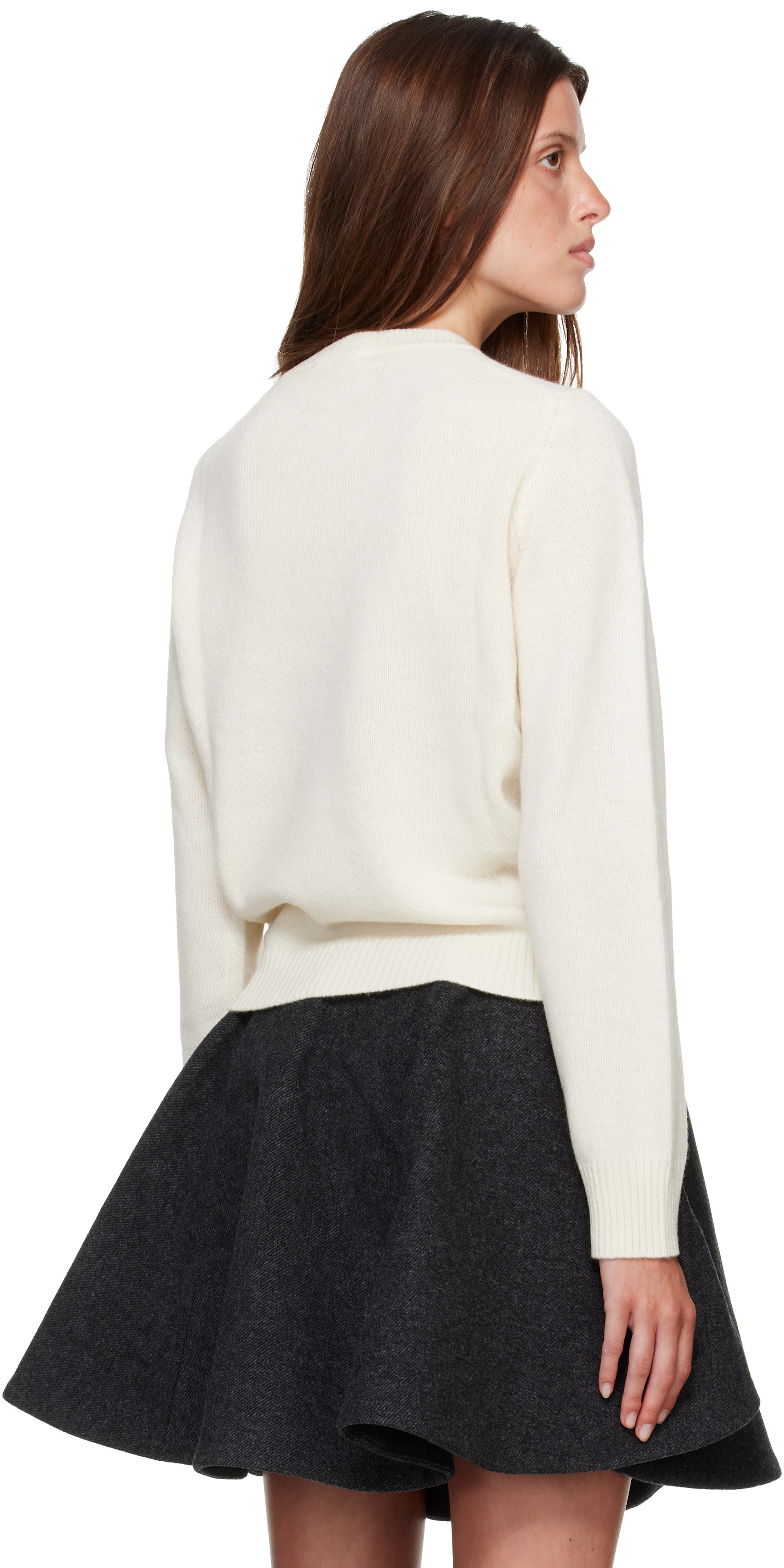 GANNI - Pull blanc cassé en laine à image