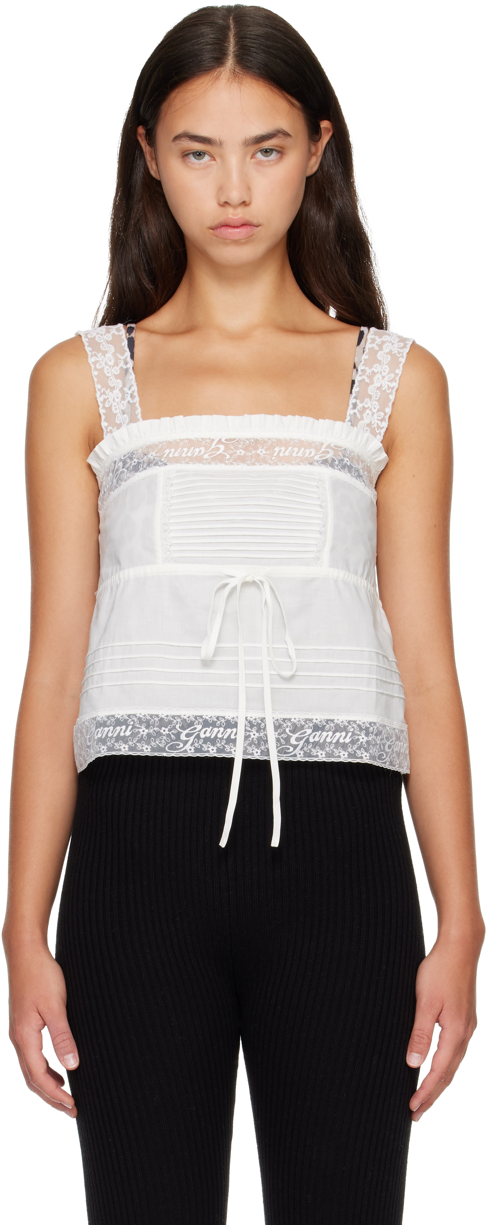 GANNI - Haut blanc en coton
