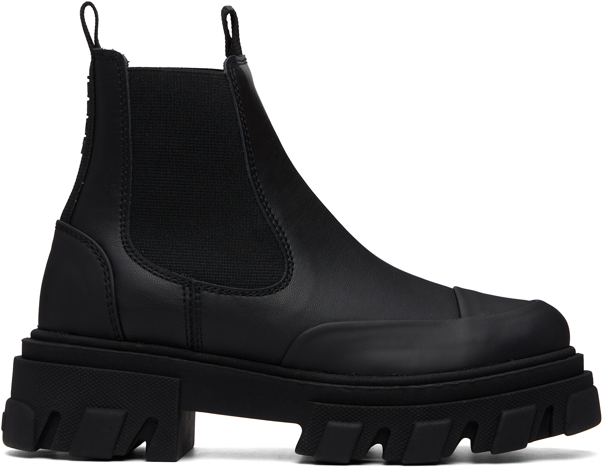 GANNI: ブラック Cleated ショート チェルシーブーツ | SSENSE 日本