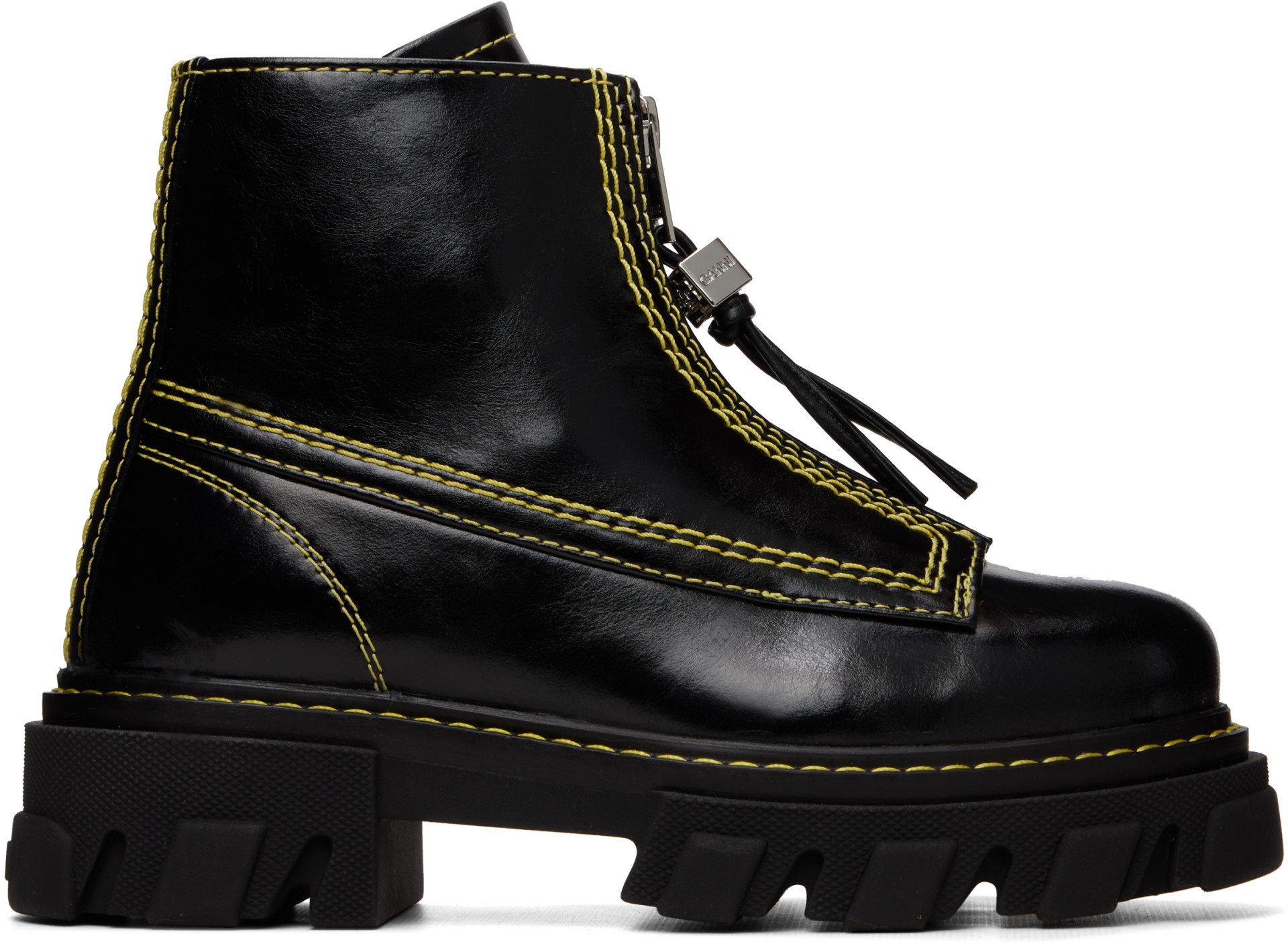 GANNI - Bottes noires à semelle crantée