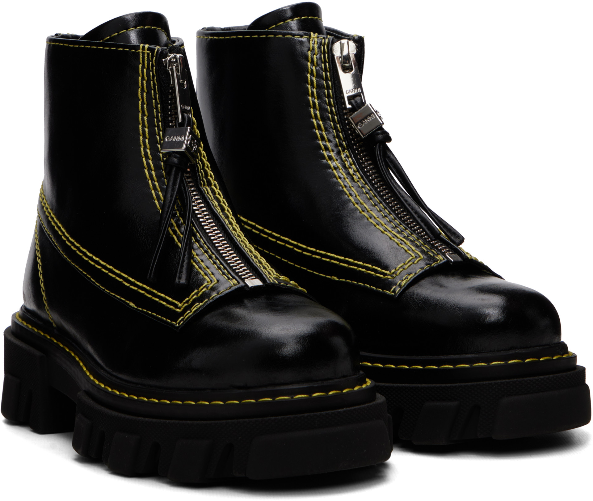 GANNI - Bottes noires à semelle crantée