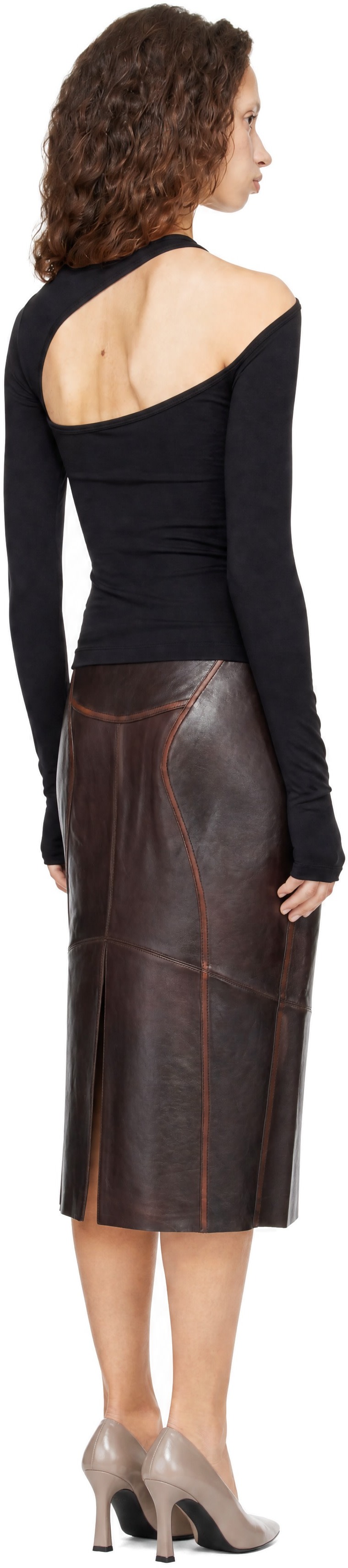 Helmut Lang: Black Asymmetric Long-Sleeve Top | SSENSE