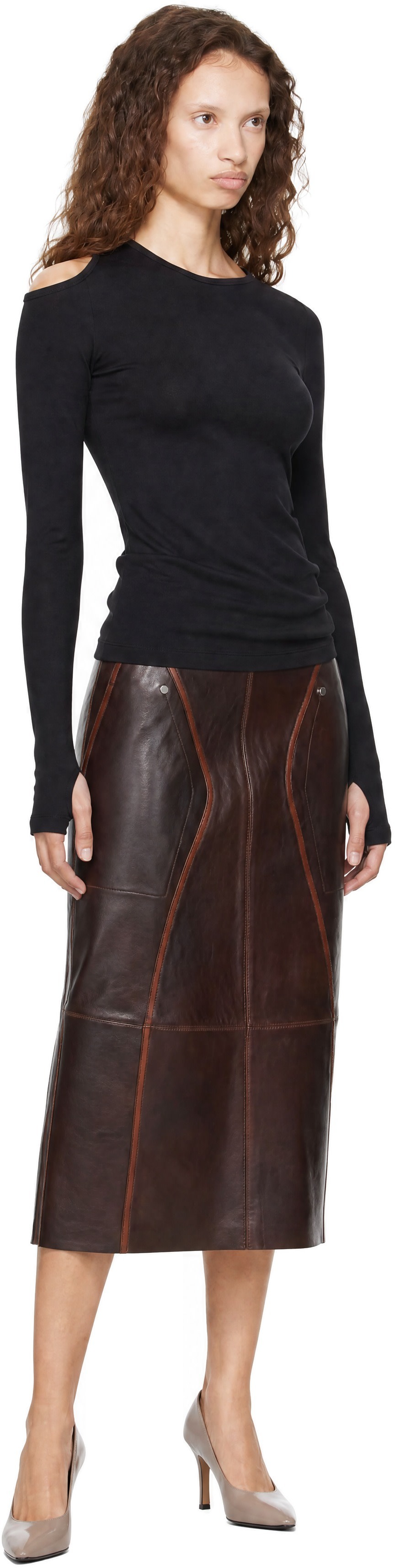Helmut Lang: Black Asymmetric Long-Sleeve Top | SSENSE