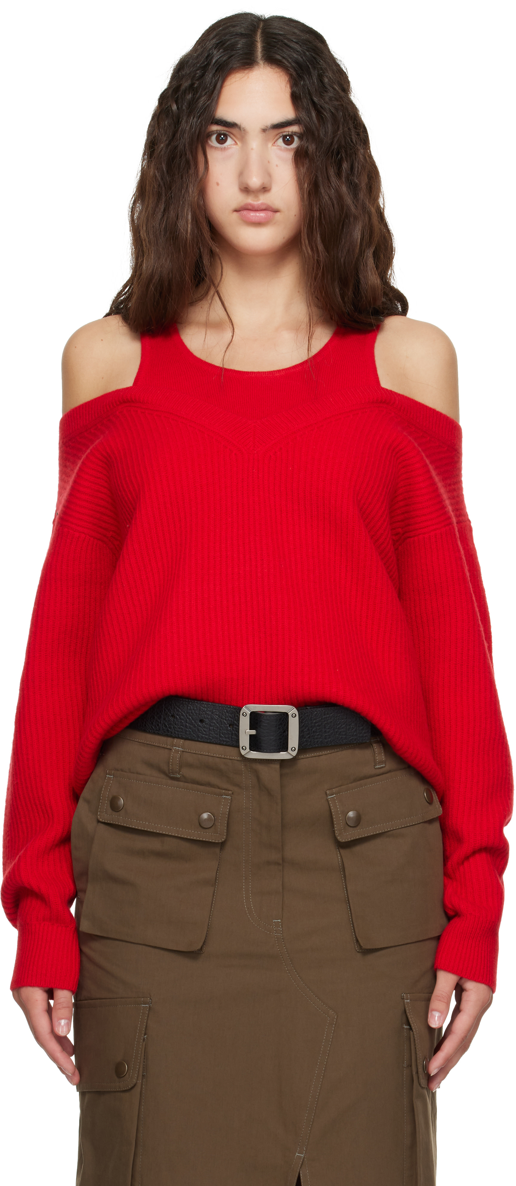 Helmut Lang - Pull étagé rouge