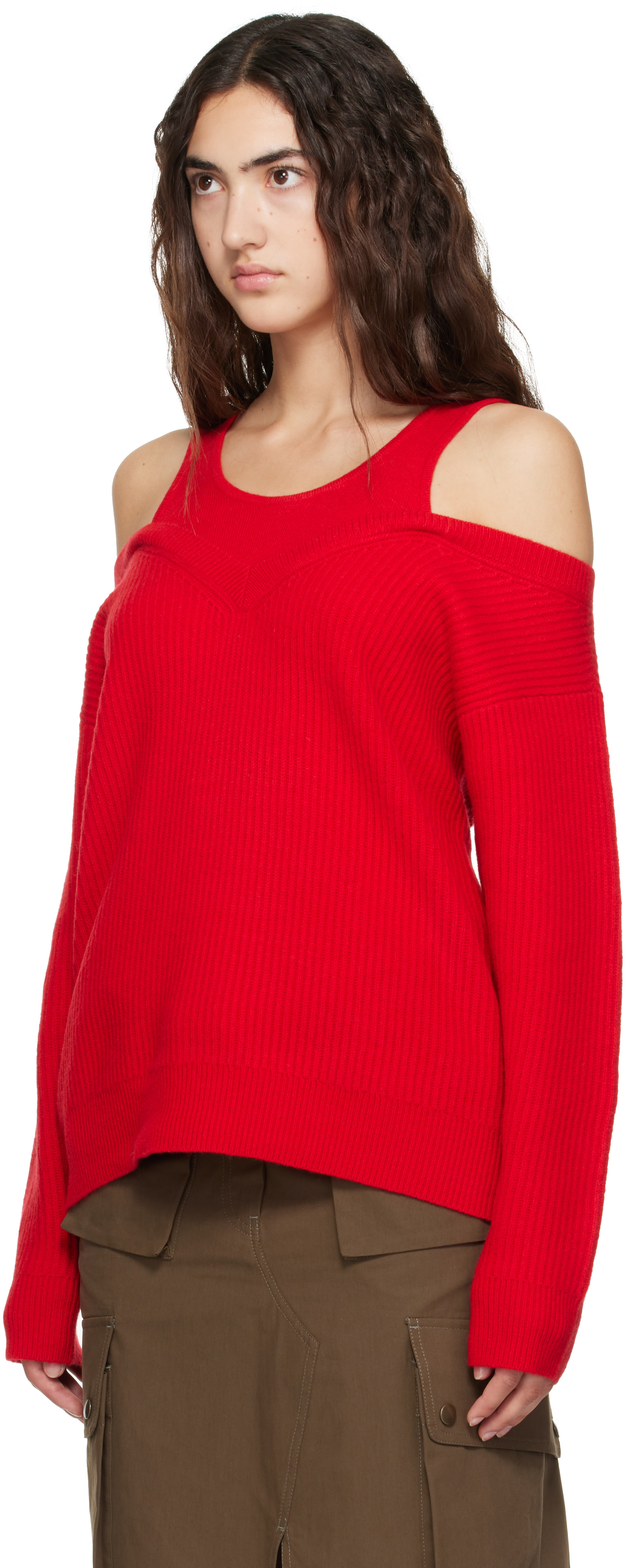 Helmut Lang - Pull étagé rouge