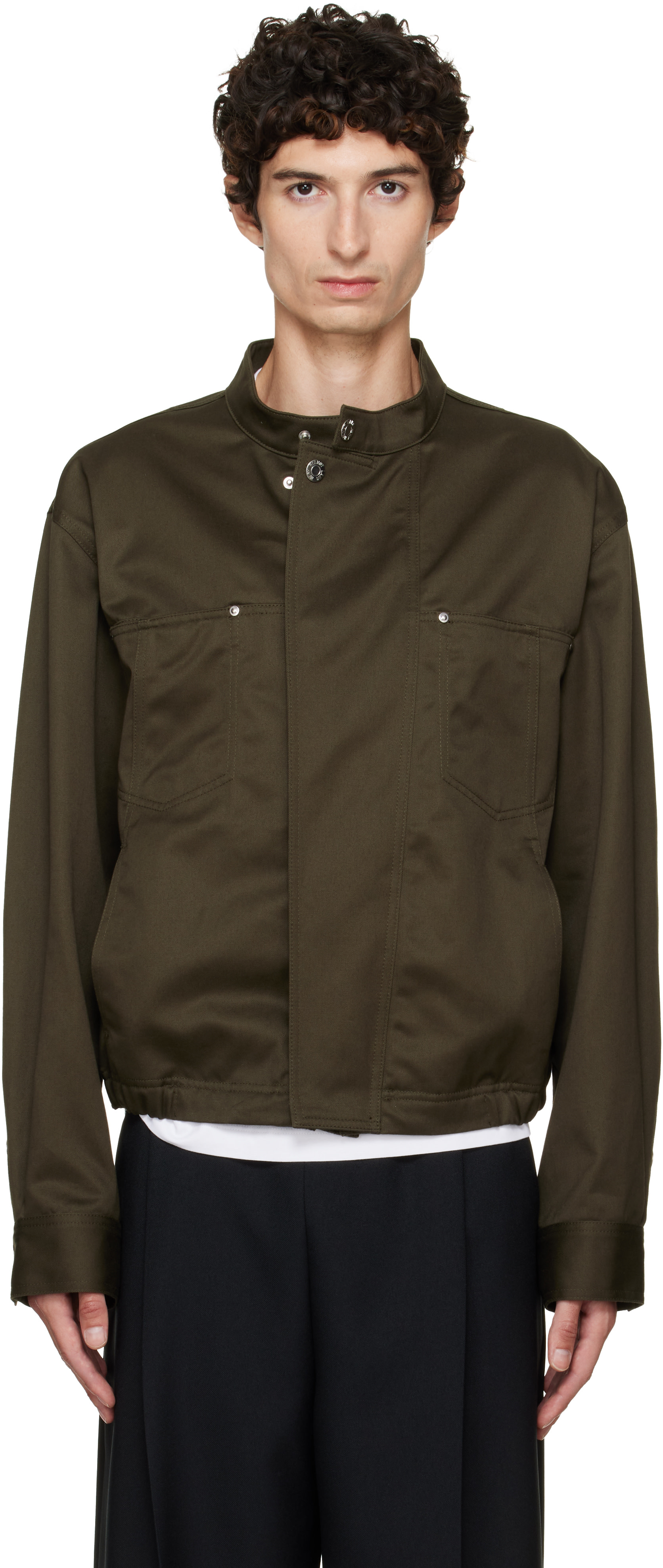 Helmut Lang - Green Moto Trucker Jacket