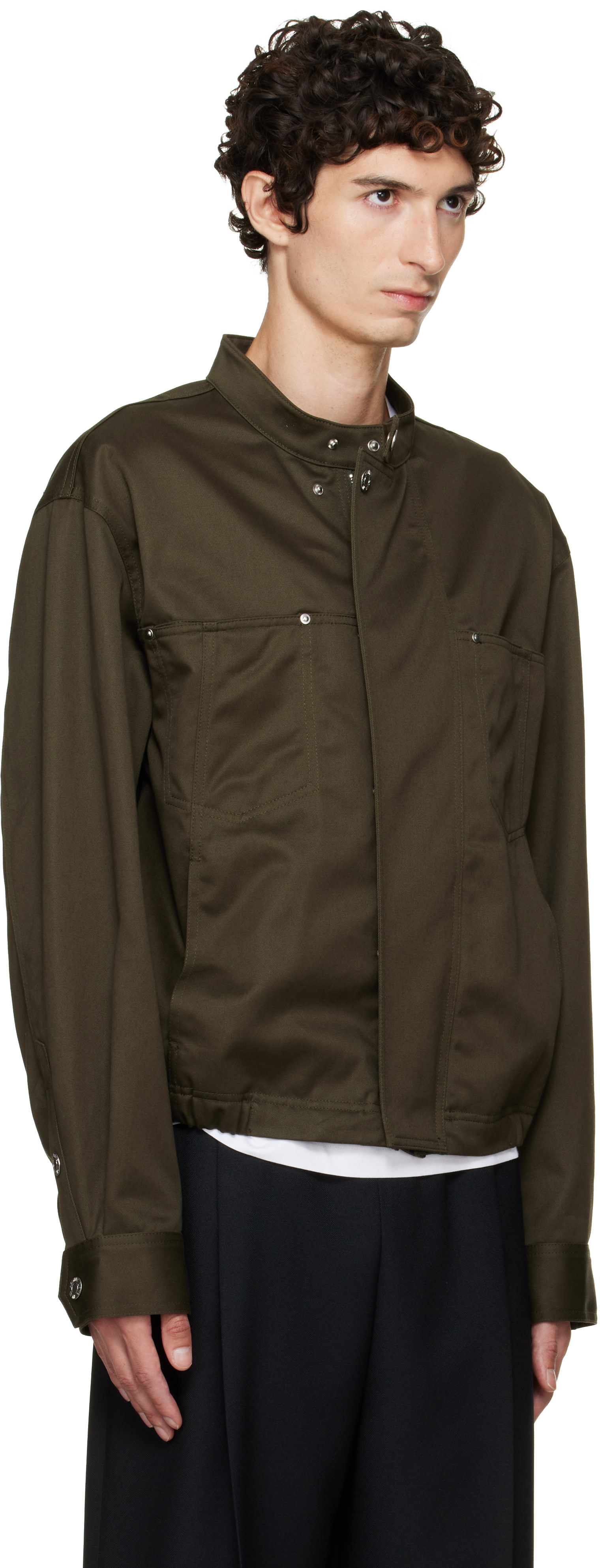 Helmut Lang - Green Moto Trucker Jacket
