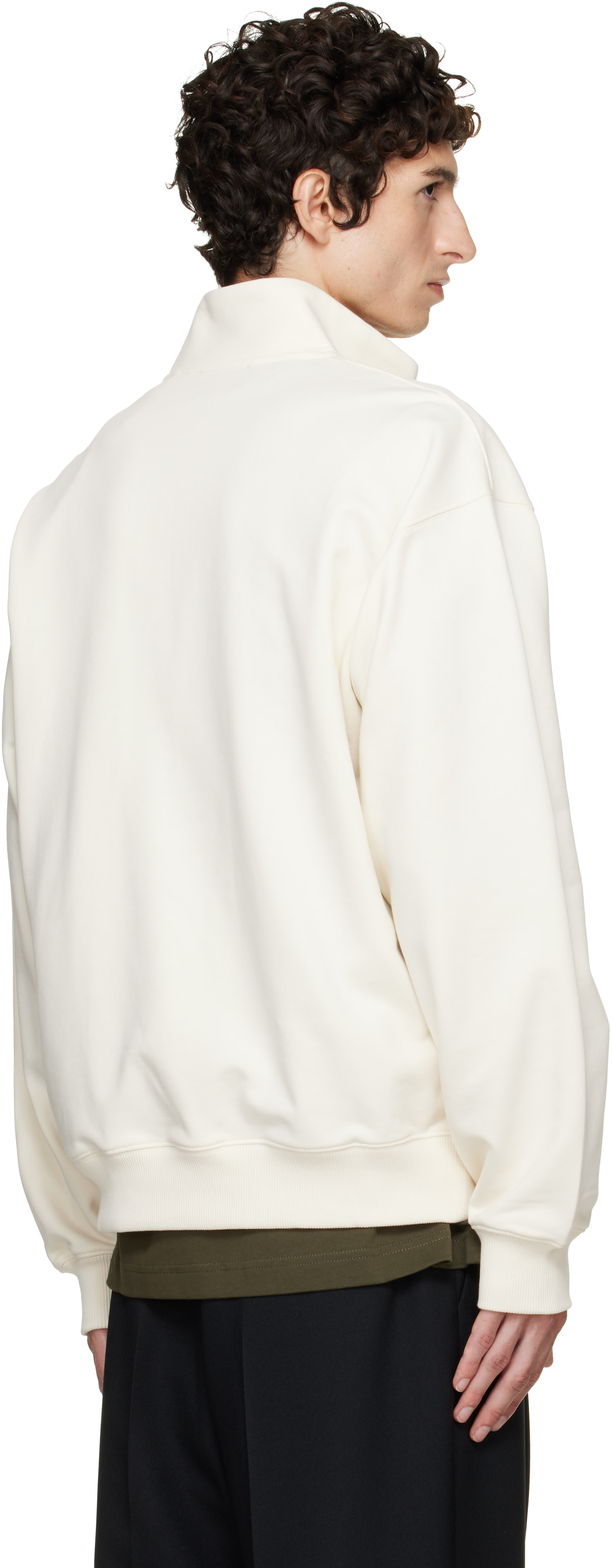 Helmut Lang - Off-White Small Logo Quarter-Zip Sweatshirt