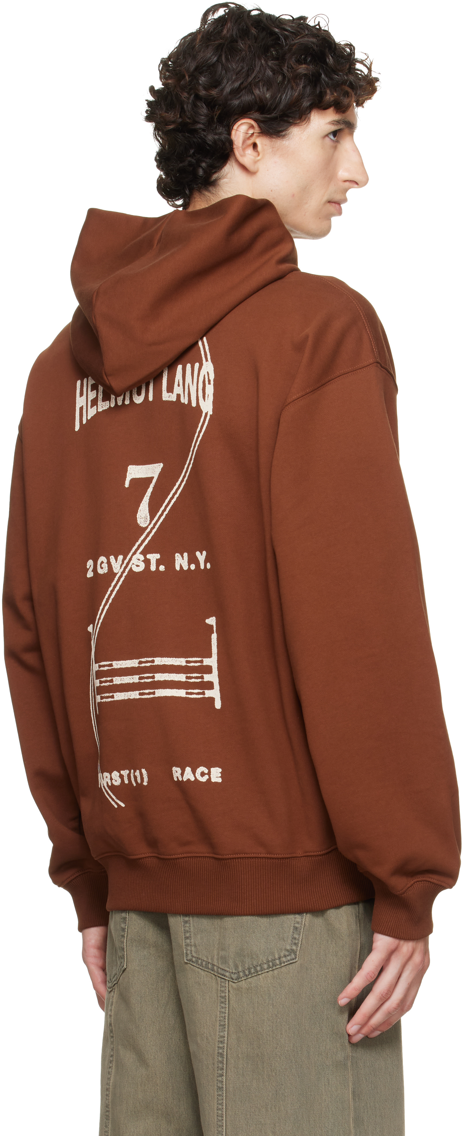 Helmut Lang: ブラウン Ticket Logo フーディ | SSENSE 日本