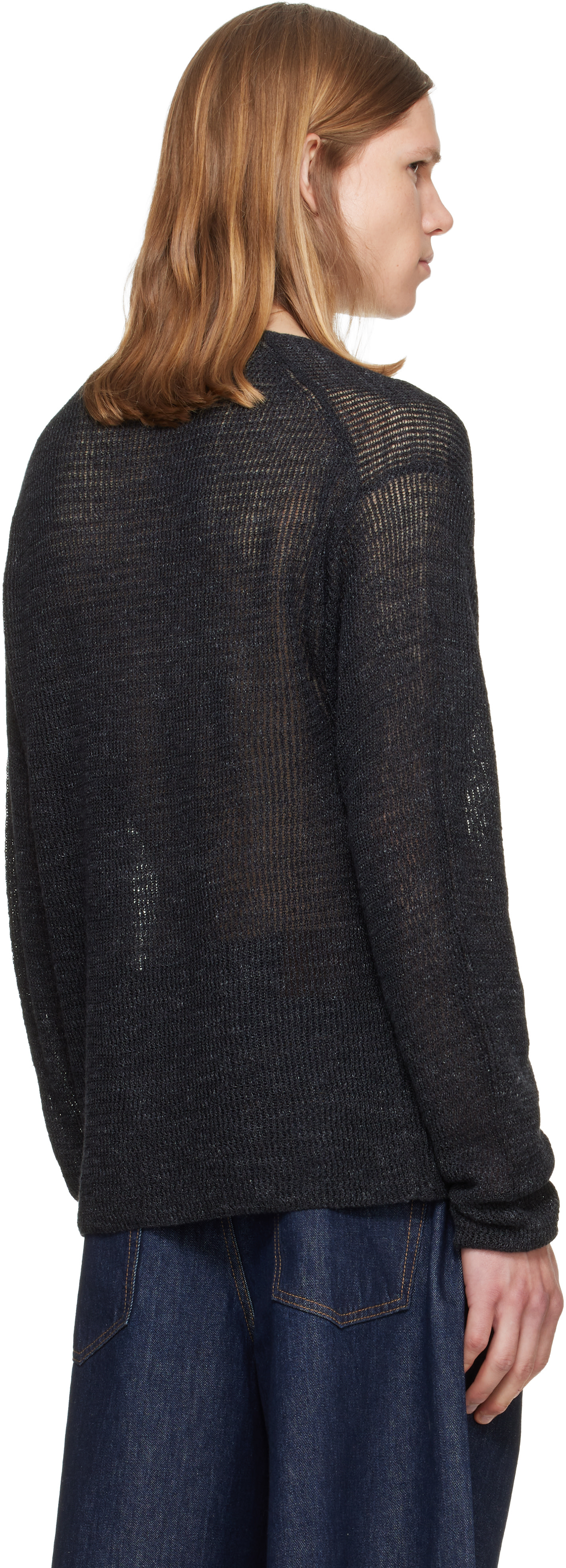 Helmut Lang - ブラック Textured ヘンリーネック トップス