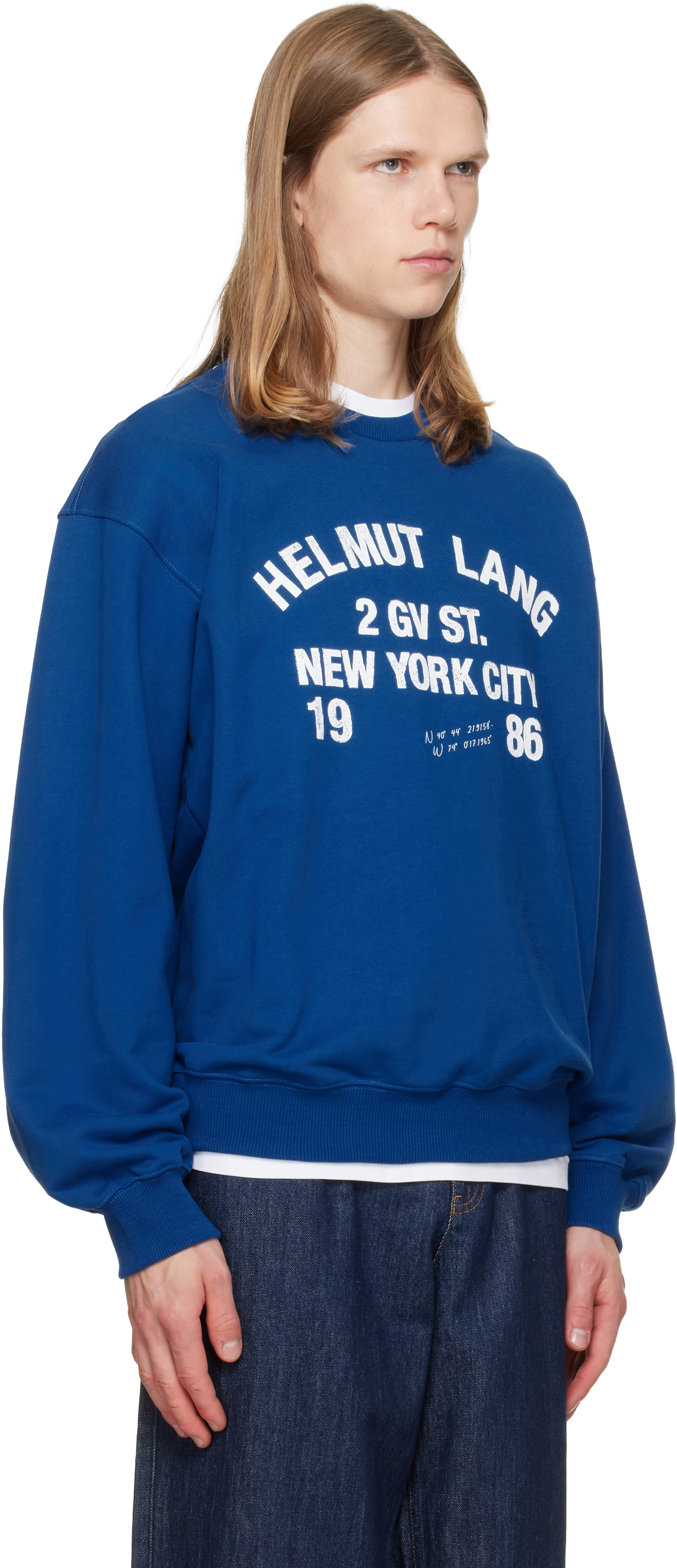Helmut Lang - ブルー Varsity クルーネック スウェットシャツ