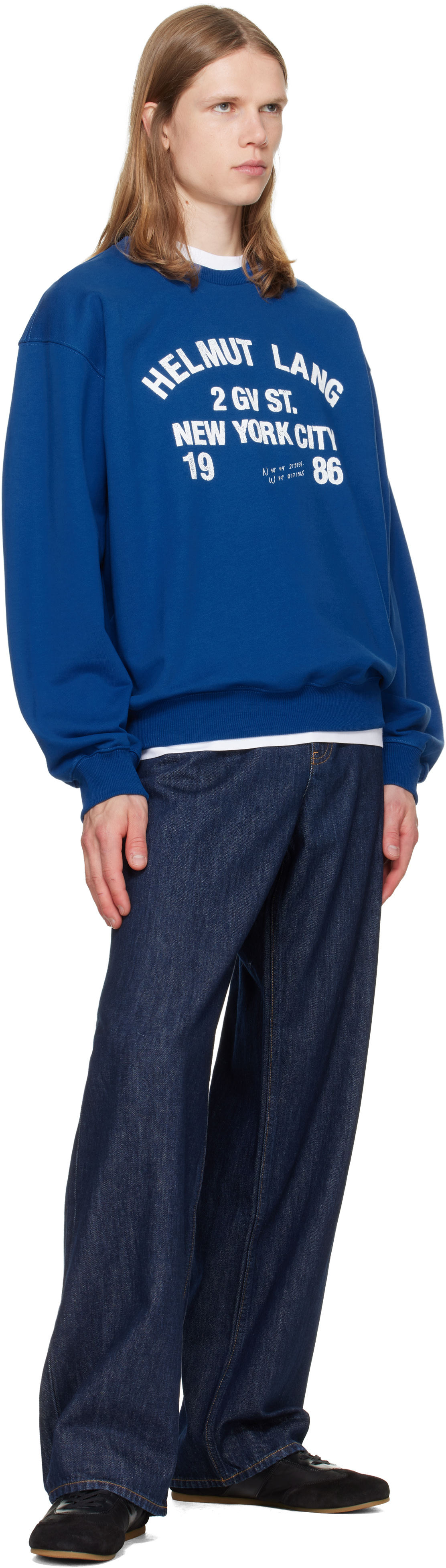 Helmut Lang - ブルー Varsity クルーネック スウェットシャツ
