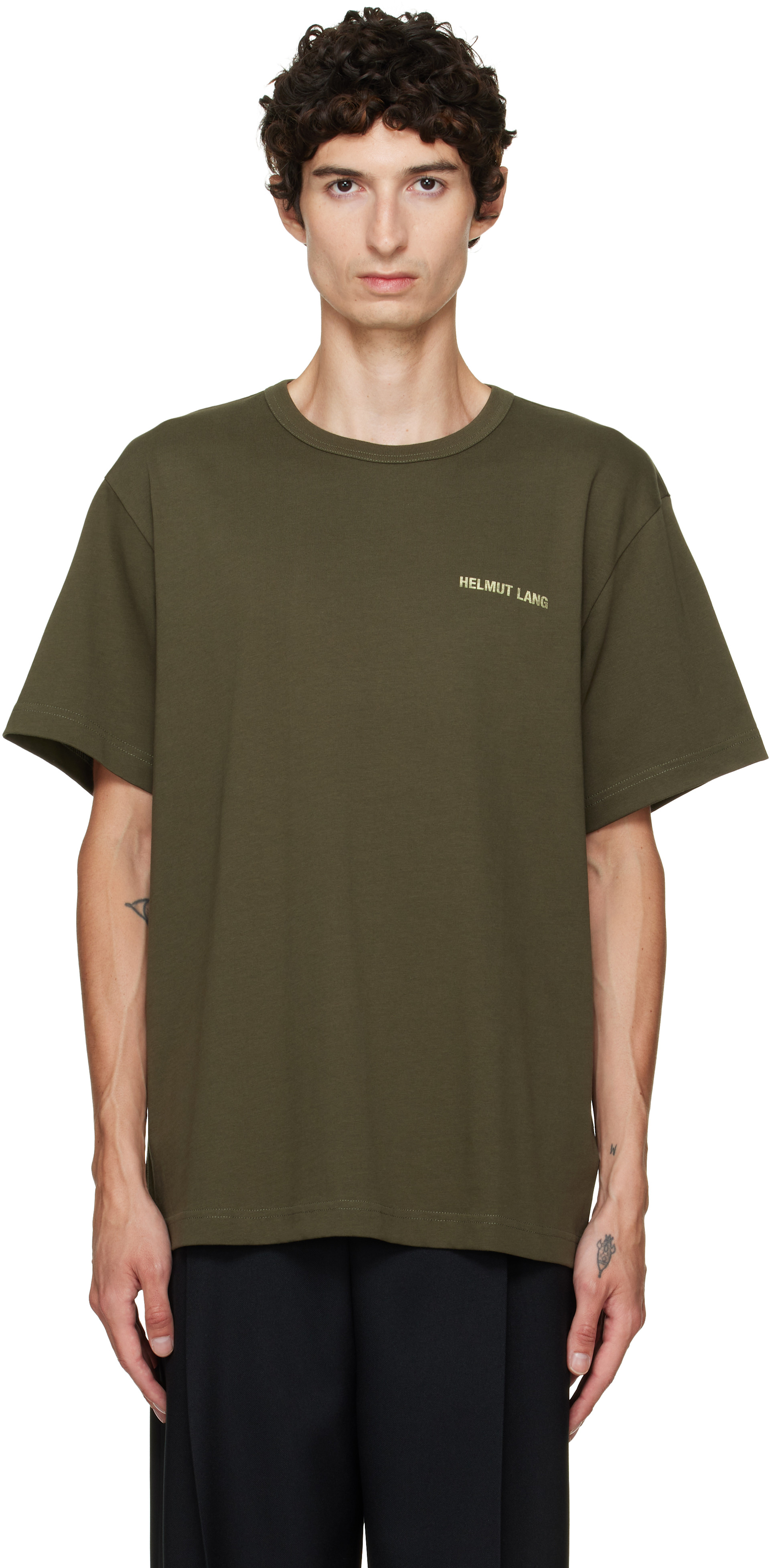 Helmut Lang - グリーン スモールロゴ Tシャツ