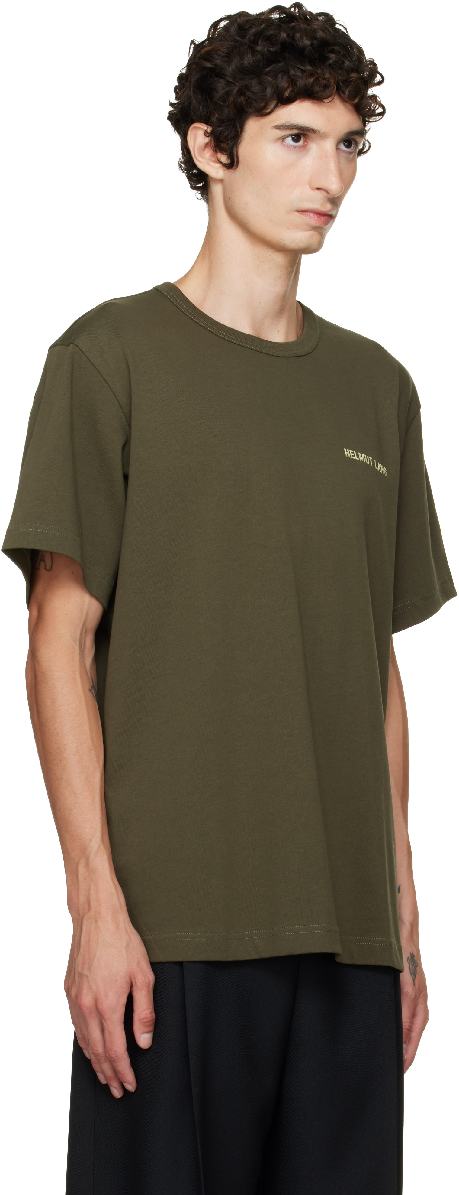 Helmut Lang - グリーン スモールロゴ Tシャツ