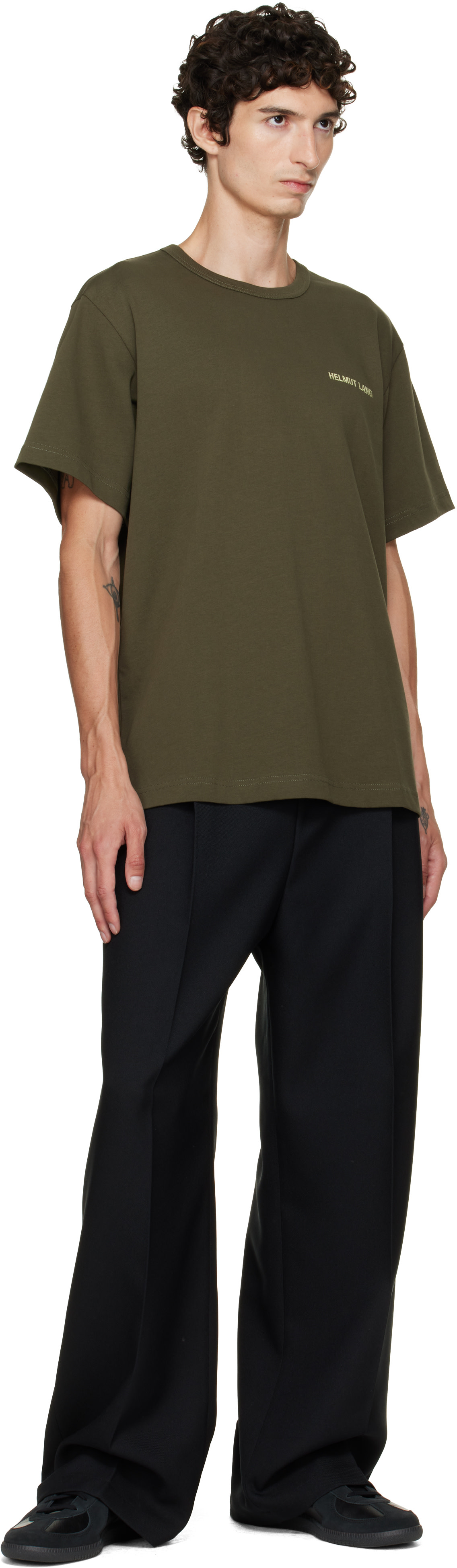 Helmut Lang - グリーン スモールロゴ Tシャツ