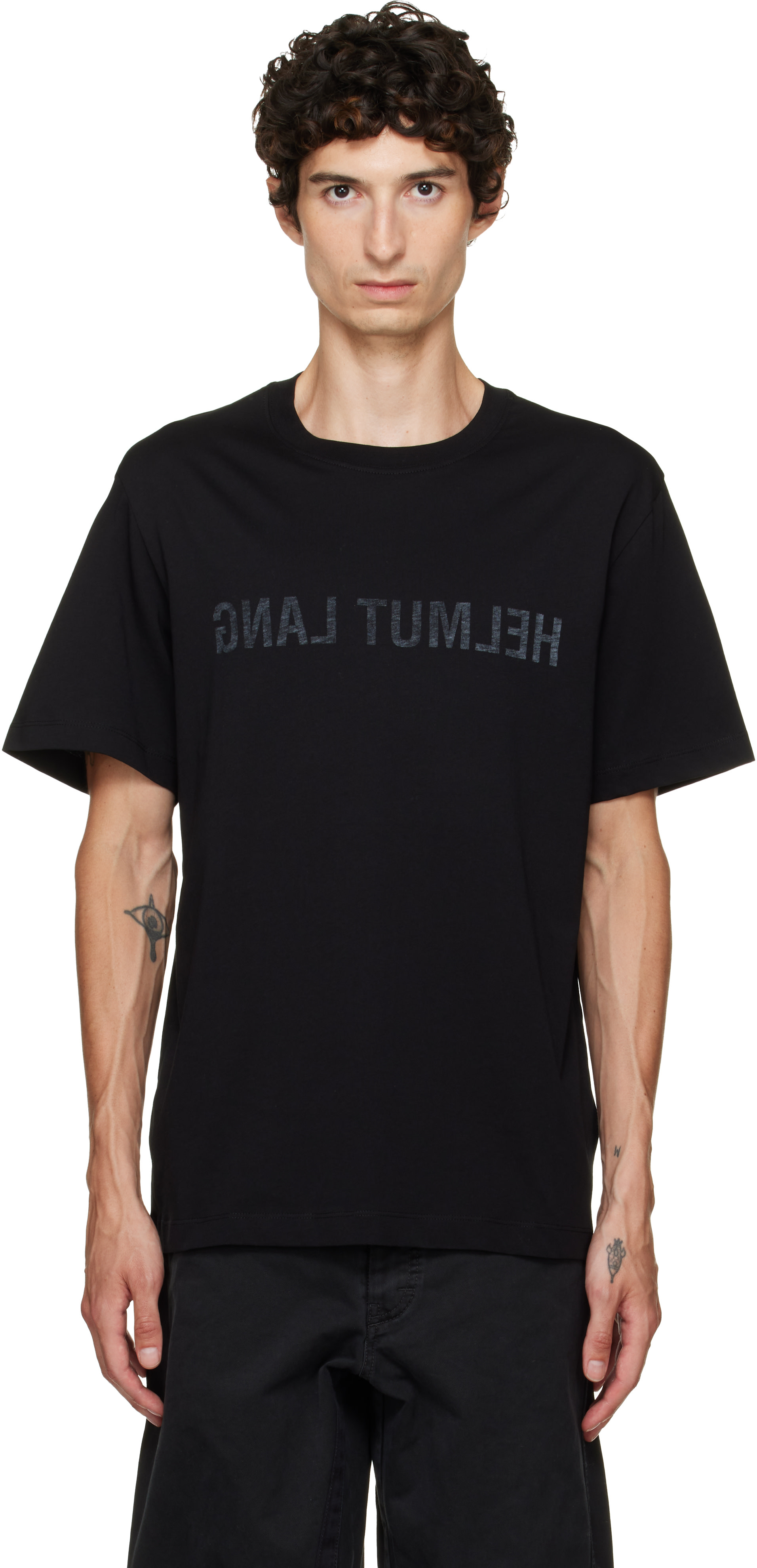 Helmut Lang - Black Reverse Logo T-shirt