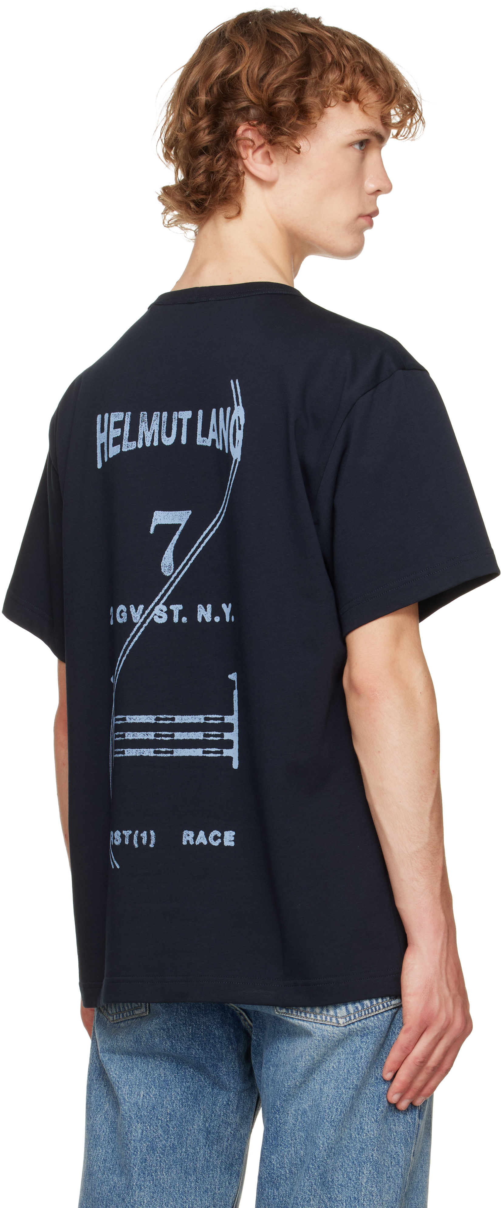 Helmut Lang: ネイビー Ticket Tシャツ | SSENSE 日本