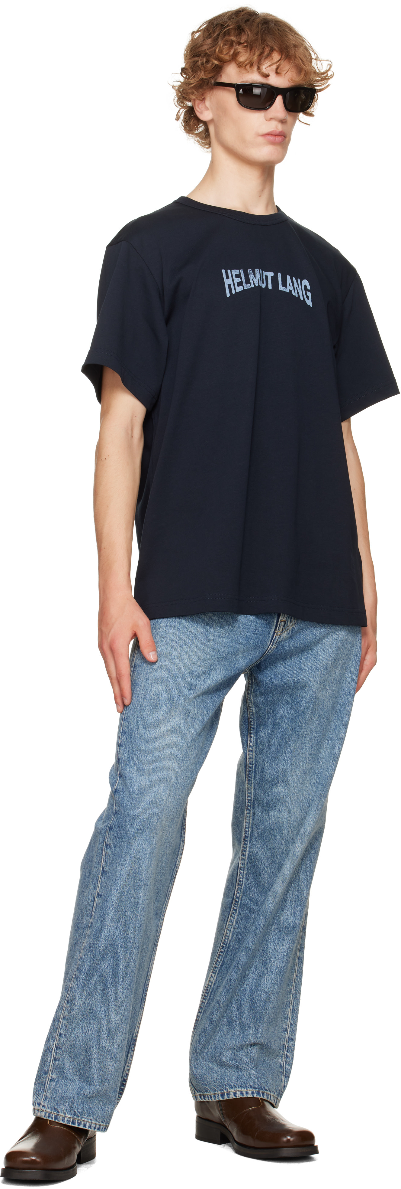 Helmut Lang: ネイビー Ticket Tシャツ | SSENSE 日本