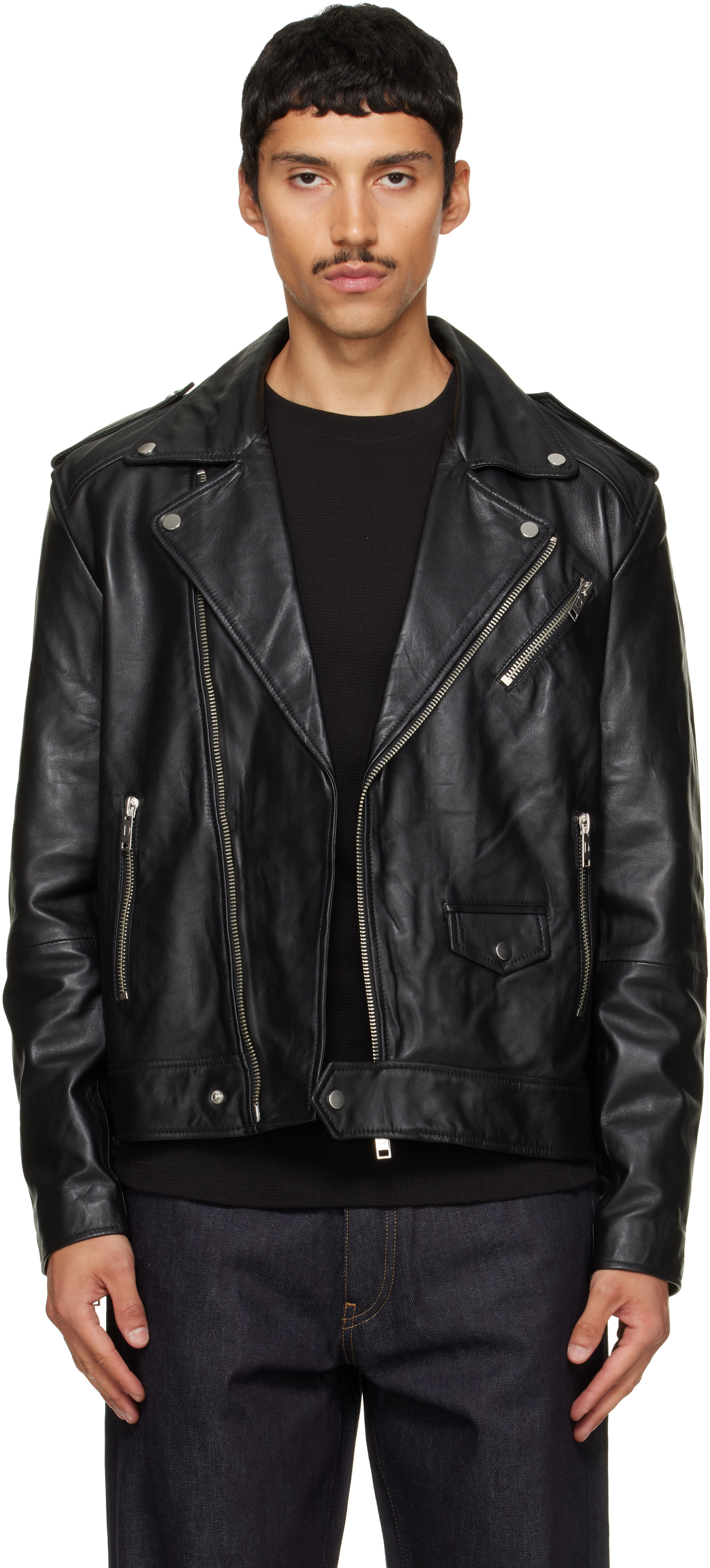 Deadwood - Black River Leather Biker Jacket