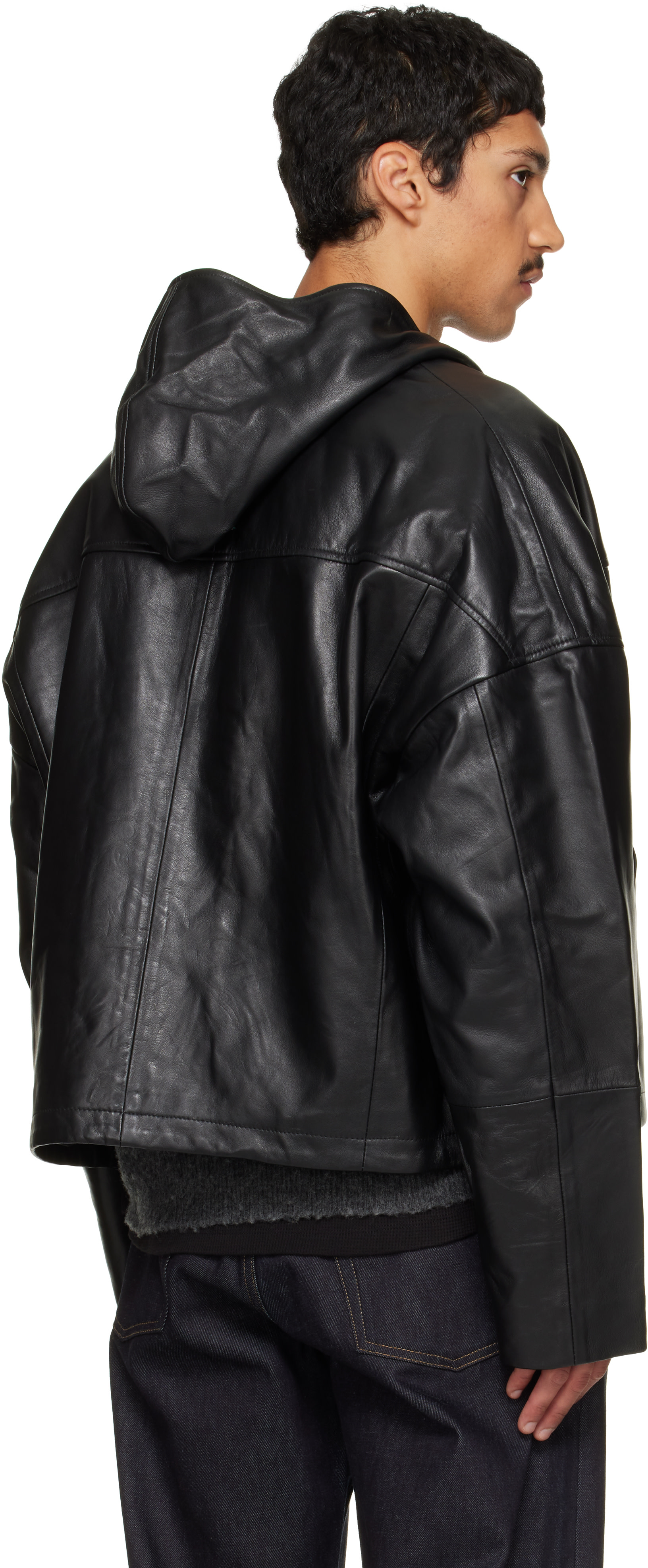 Deadwood - Pull à capuche Hector noir en cuir