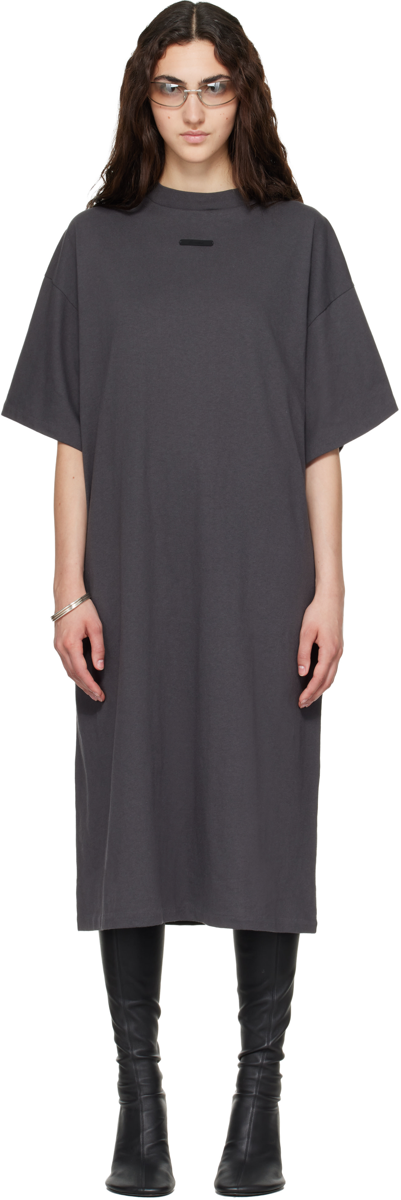 Womens Long TShirt Dress, Iron Grey / M