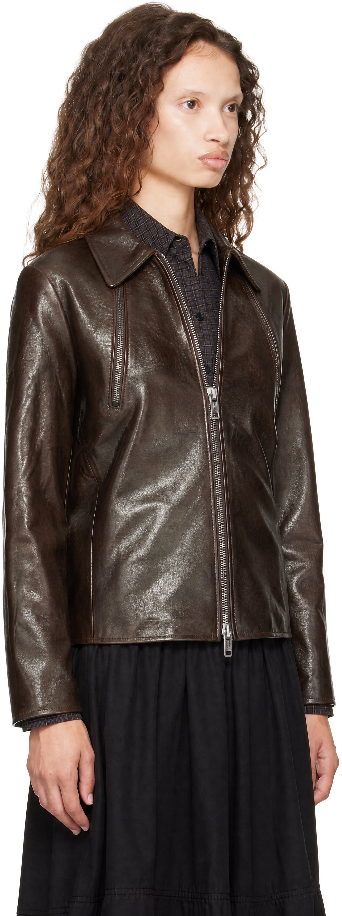 YMC - Brown Cypher Leather Jacket