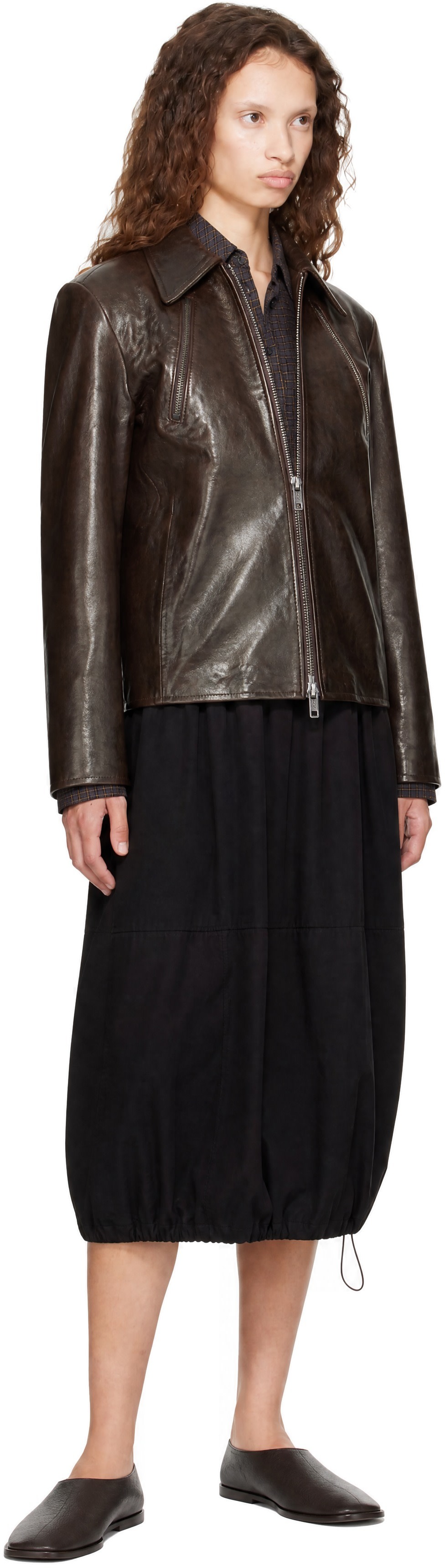 YMC - Brown Cypher Leather Jacket