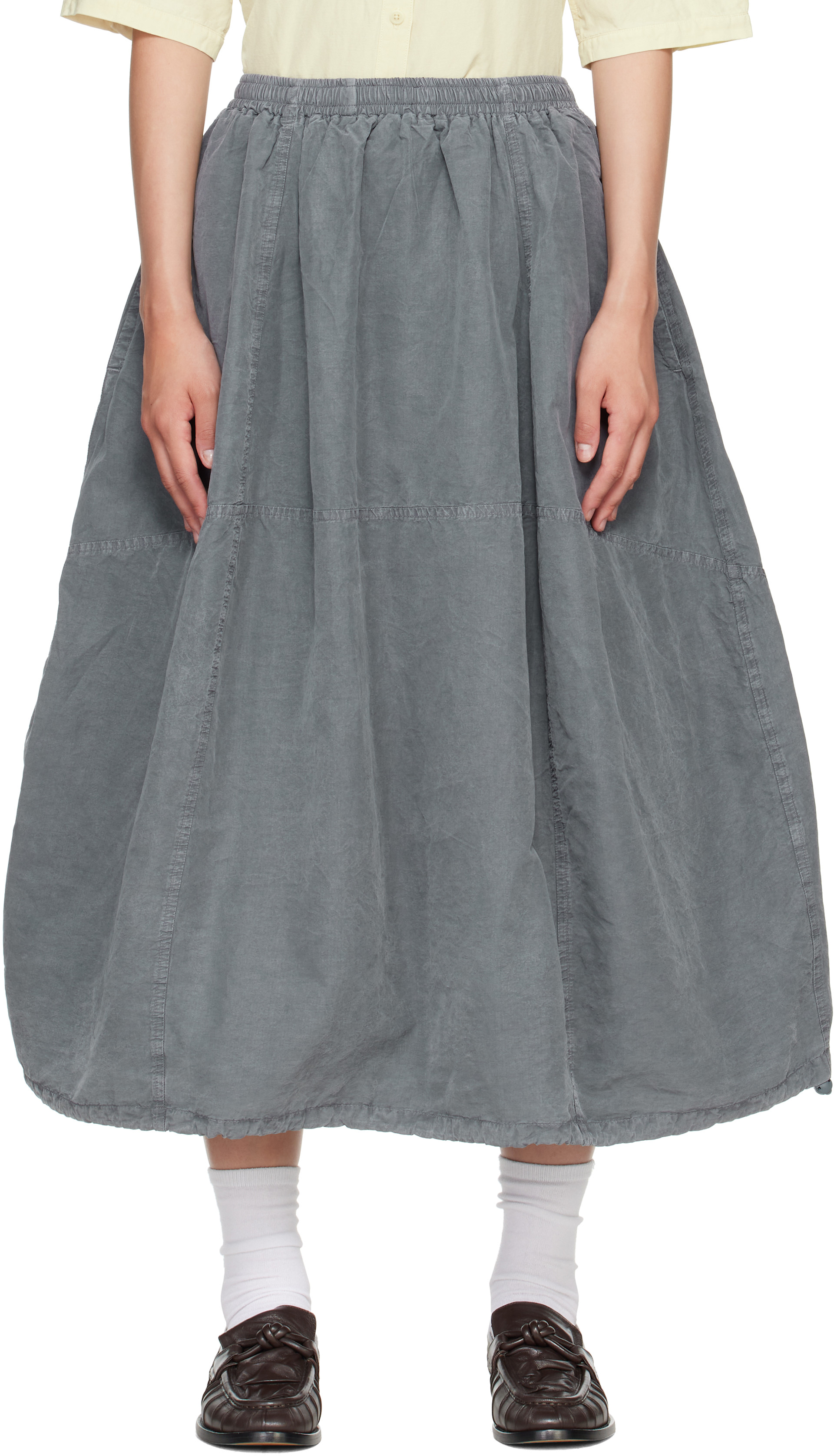 YMC - Jupe midi parachute grise