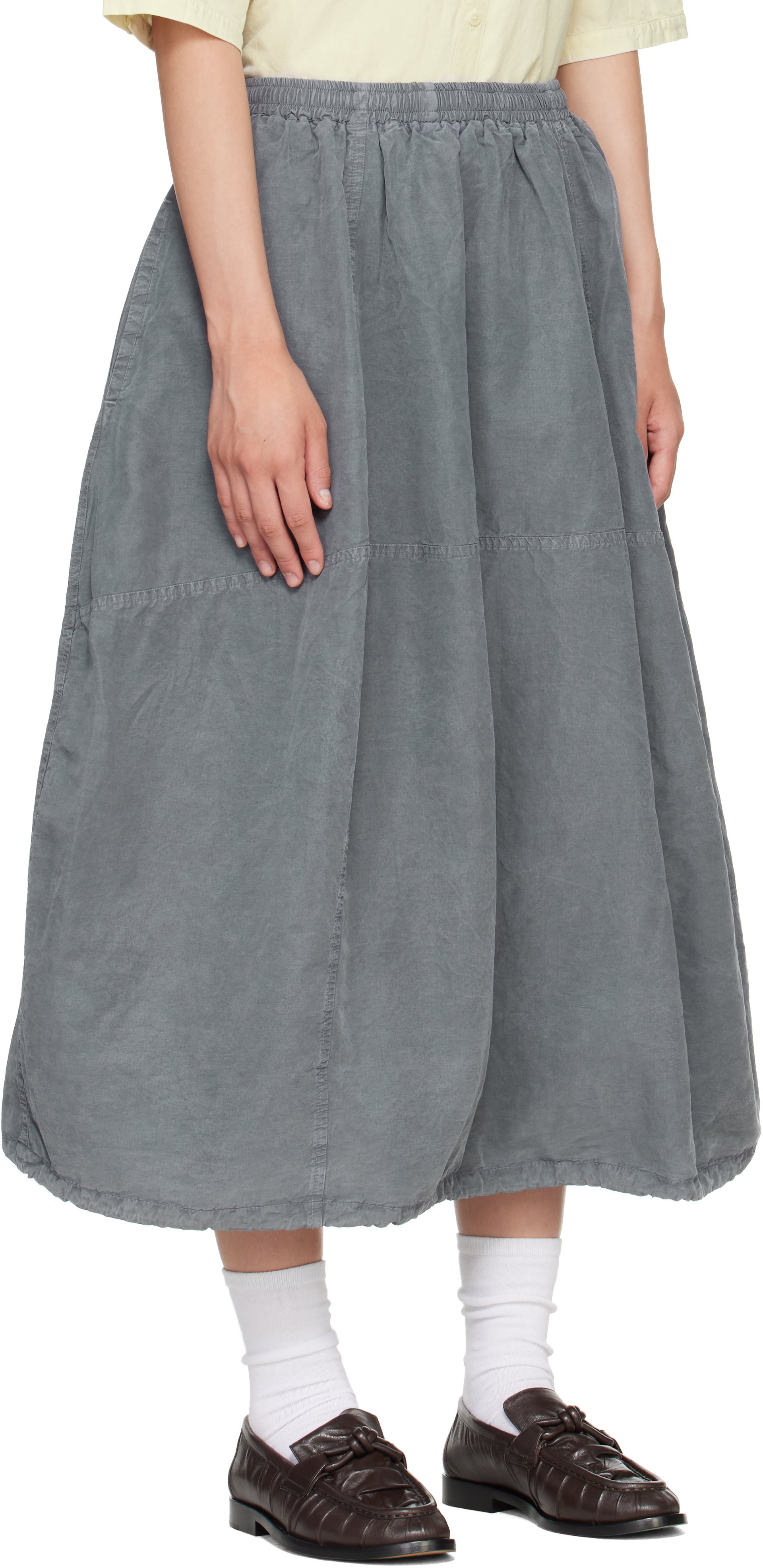 YMC - Jupe midi parachute grise