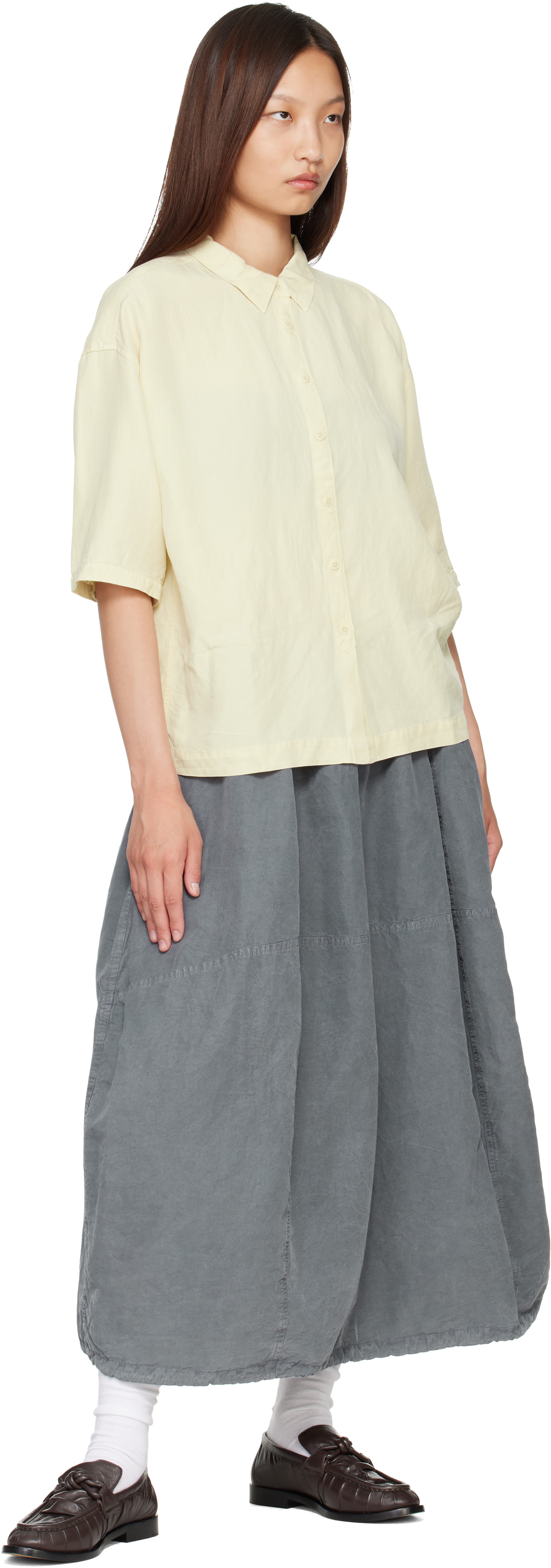 YMC - Jupe midi parachute grise