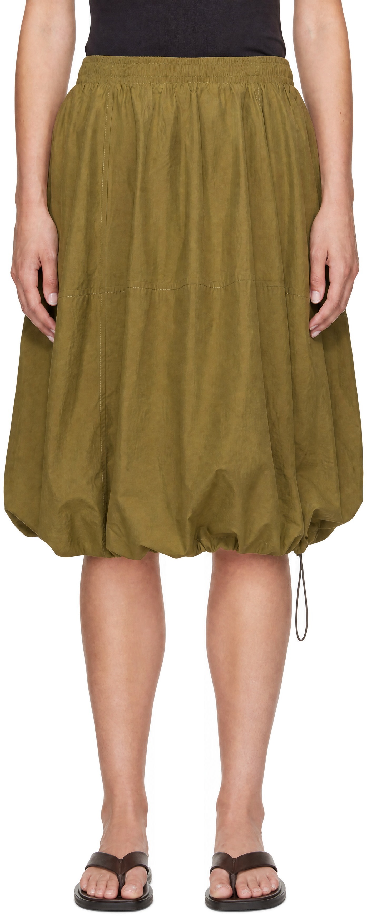 YMC - Jupe midi parachute verte