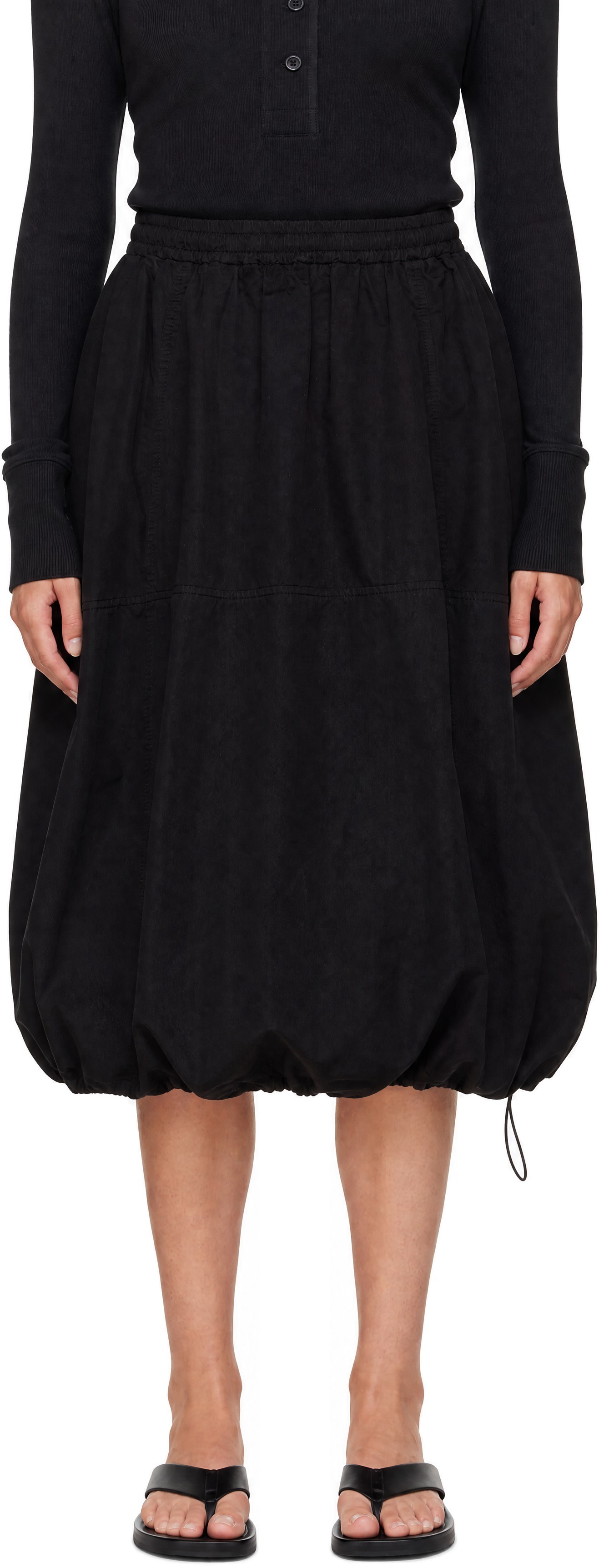 YMC - Jupe midi parachute noire