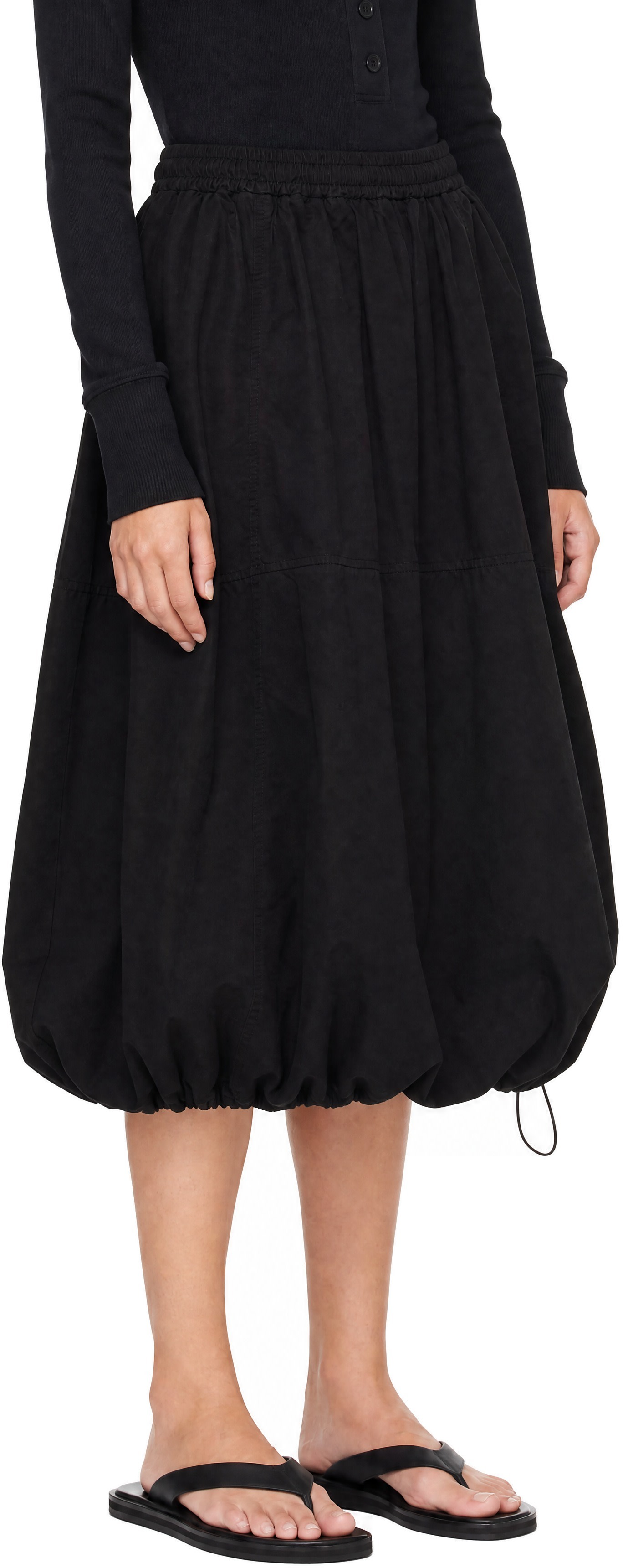 YMC - Jupe midi parachute noire