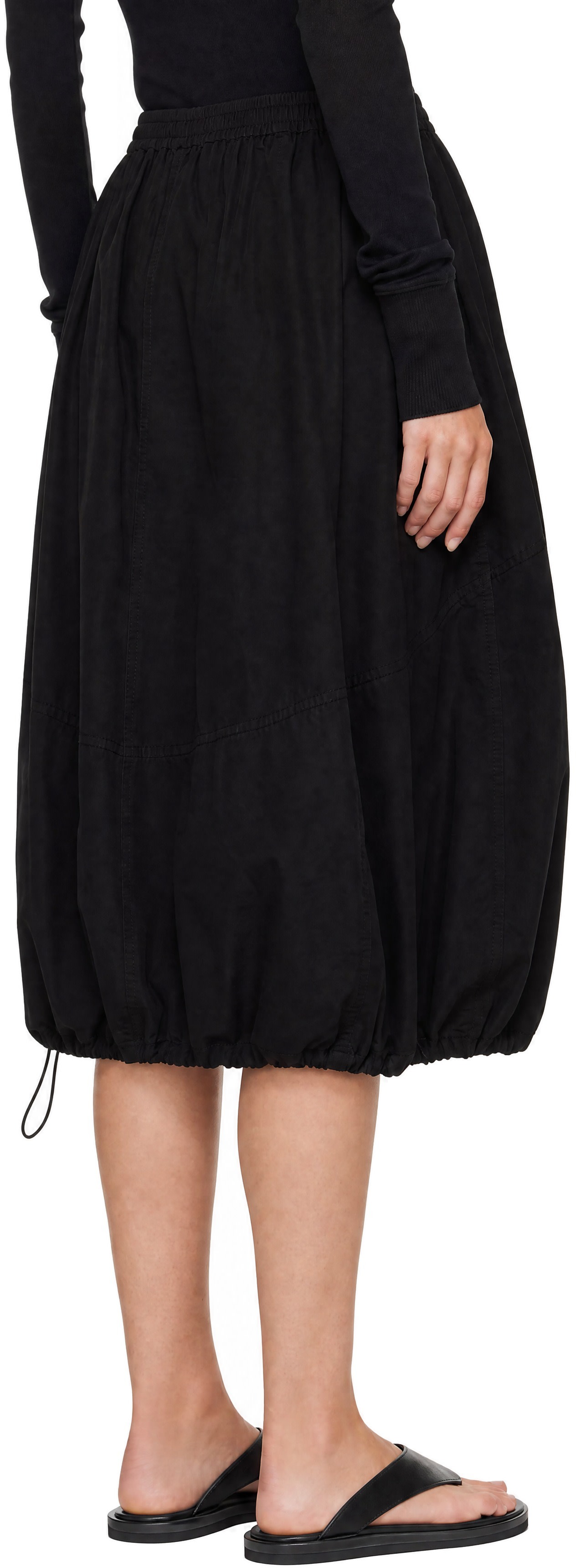 YMC - Jupe midi parachute noire