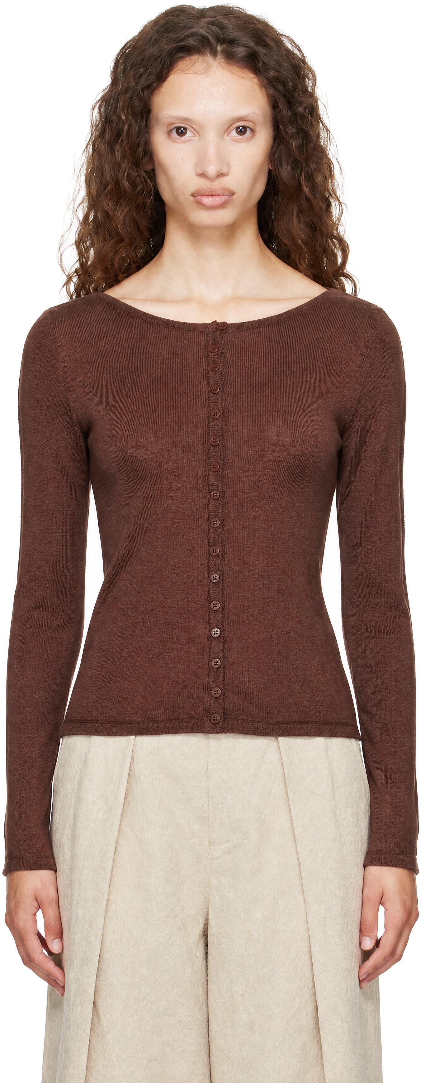 YMC - Cardigan Natalie brun