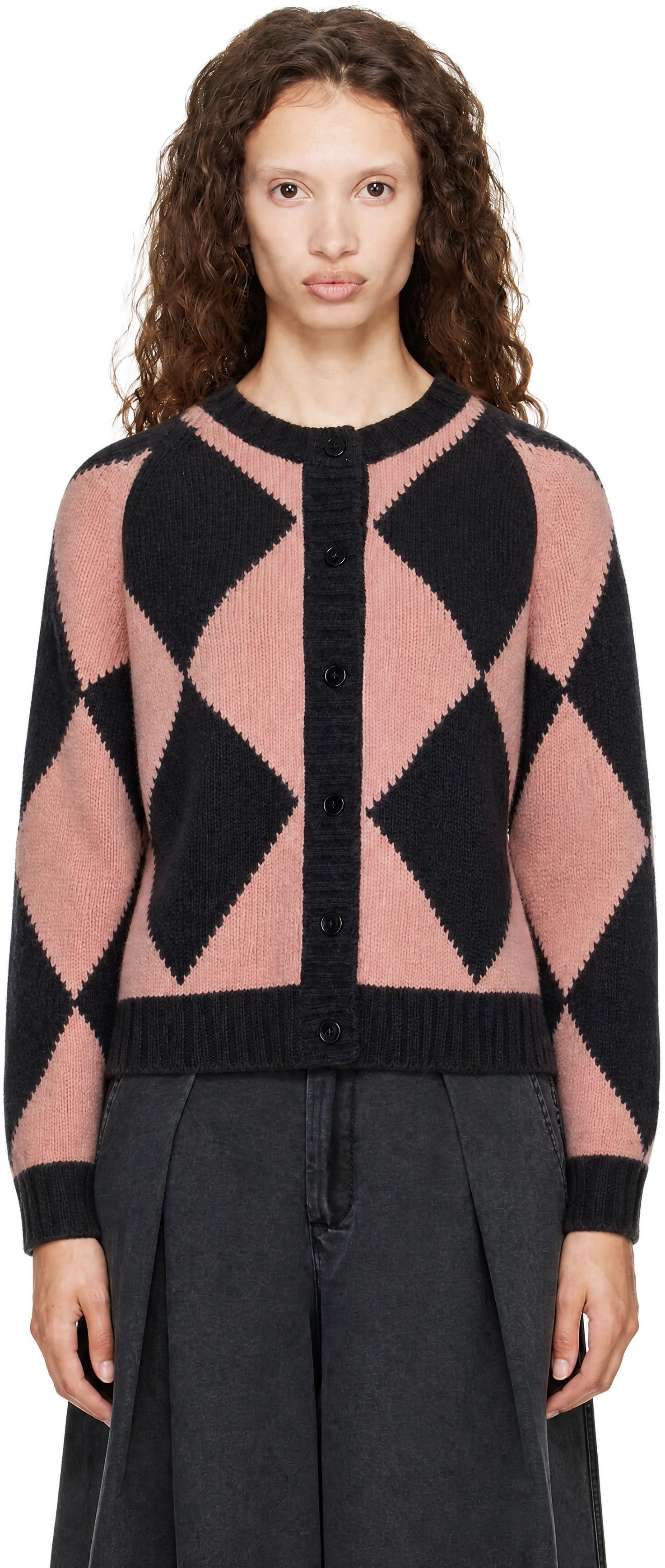 YMC - Cardigan Atomic noir et rose