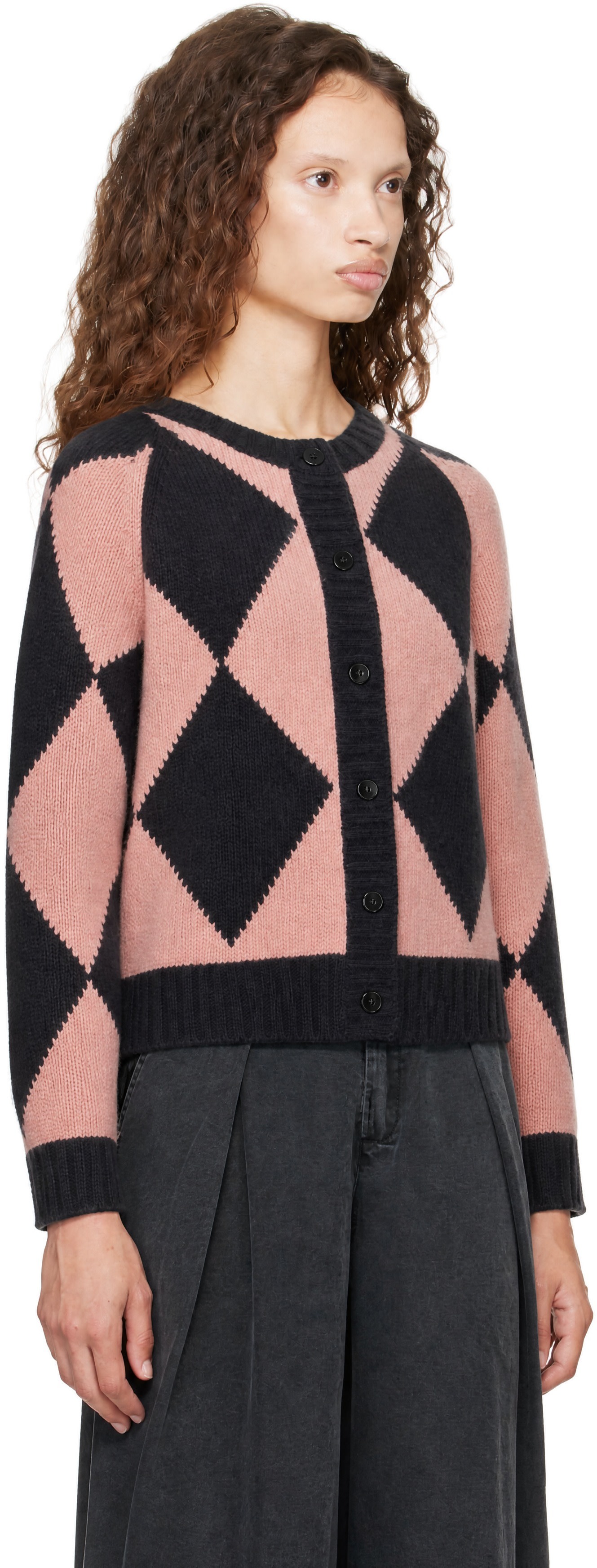 YMC - Cardigan Atomic noir et rose