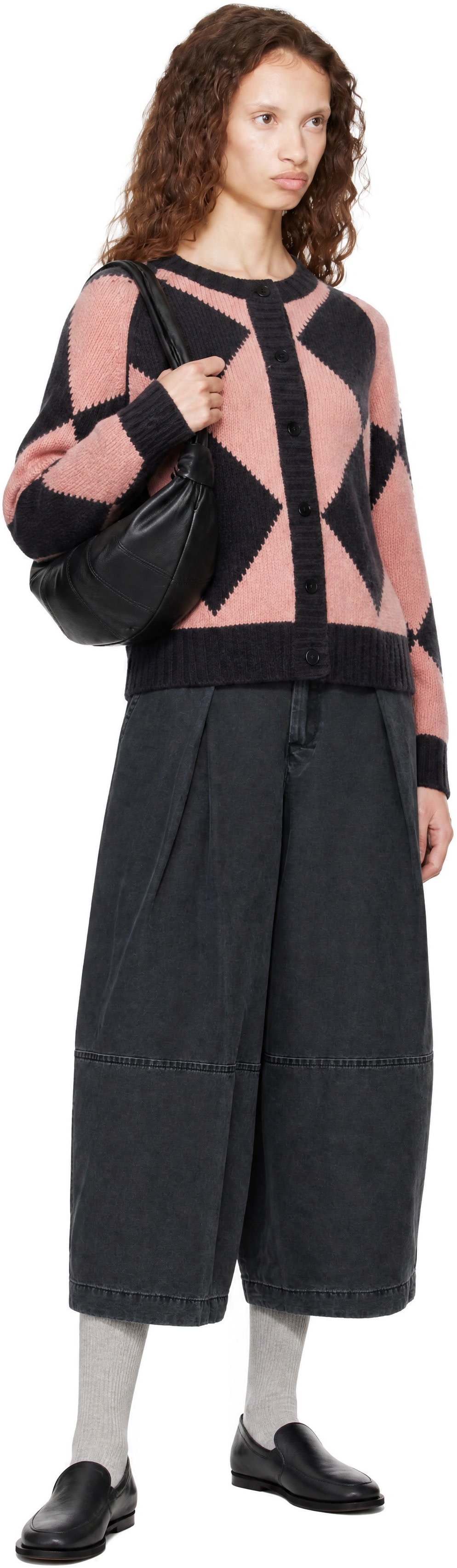 YMC - Cardigan Atomic noir et rose