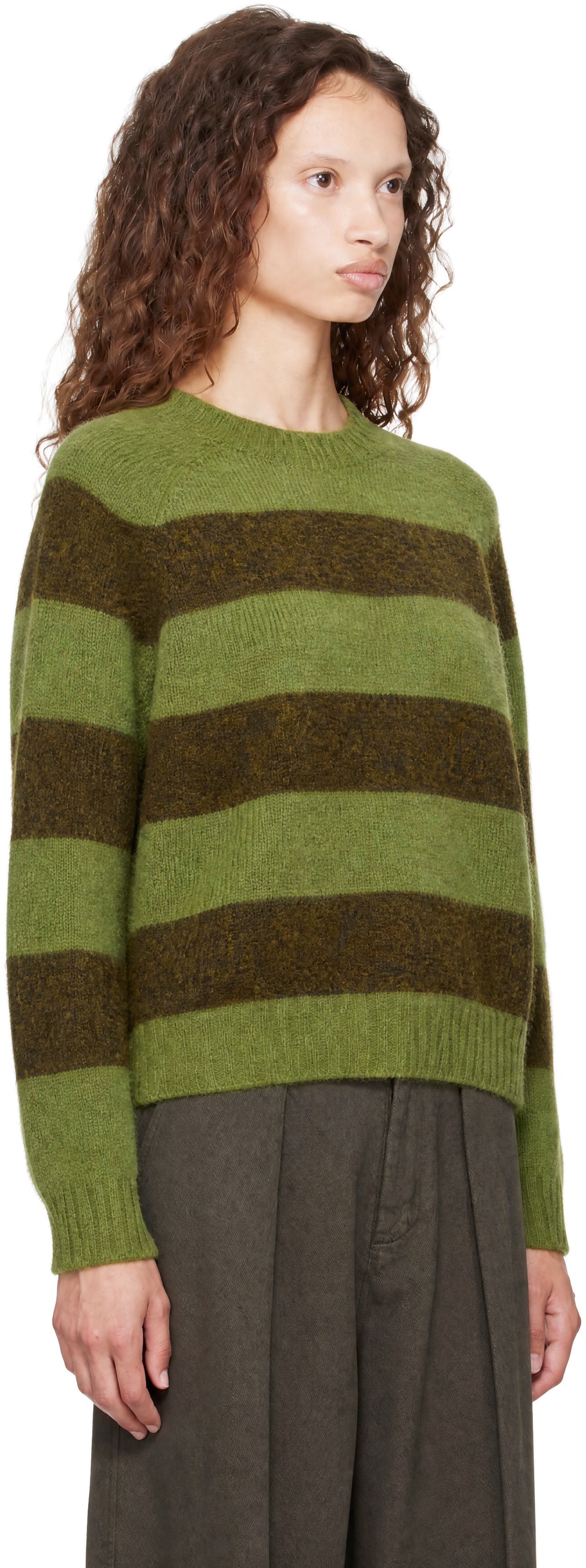 YMC - Pull Jets vert à rayures
