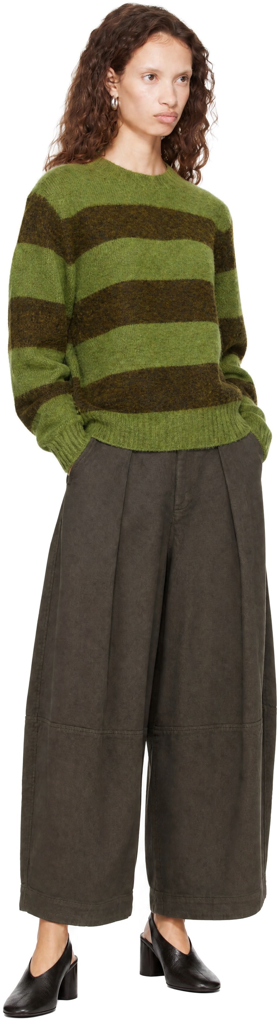 YMC - Pull Jets vert à rayures