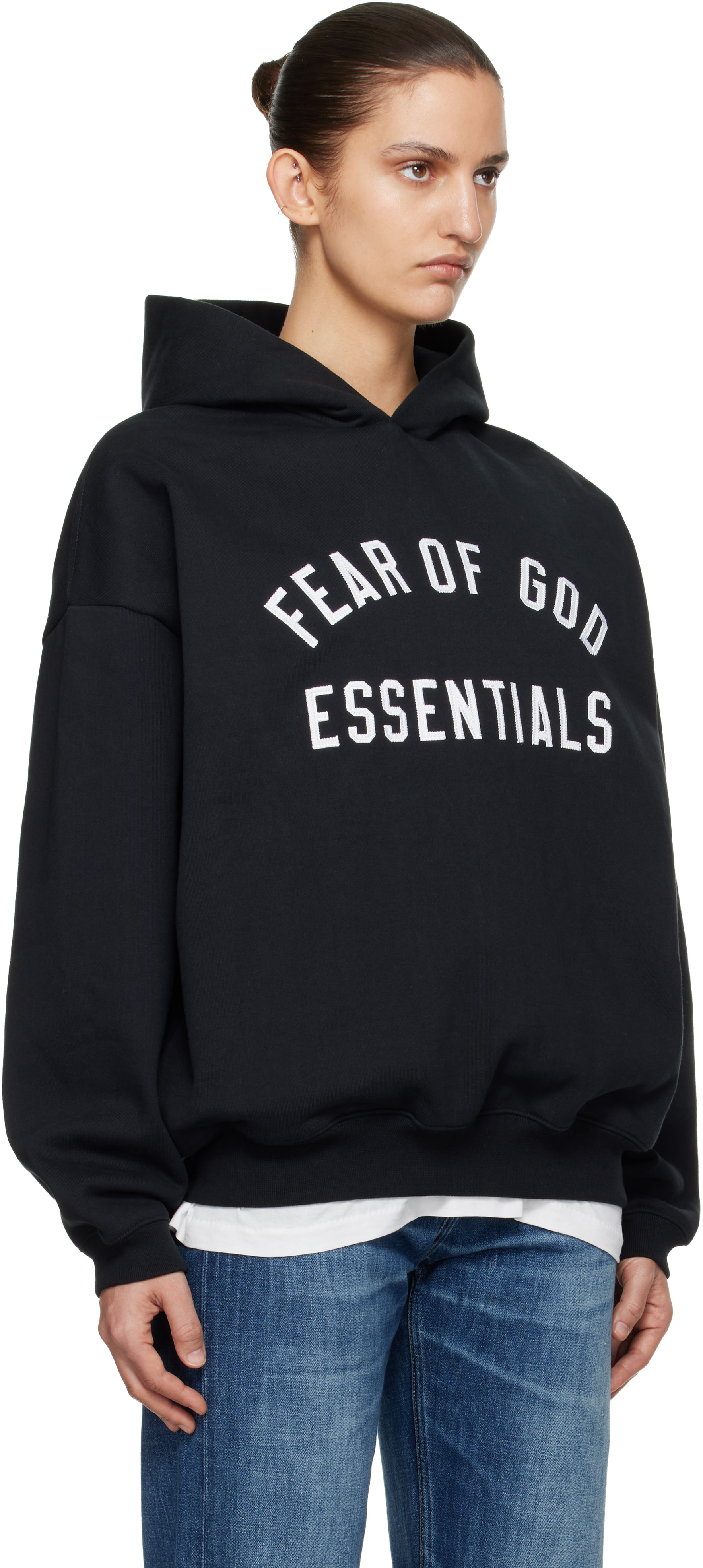 Fear of God ESSENTIALS - Pull à capuche 90s noir à logo de style collégial