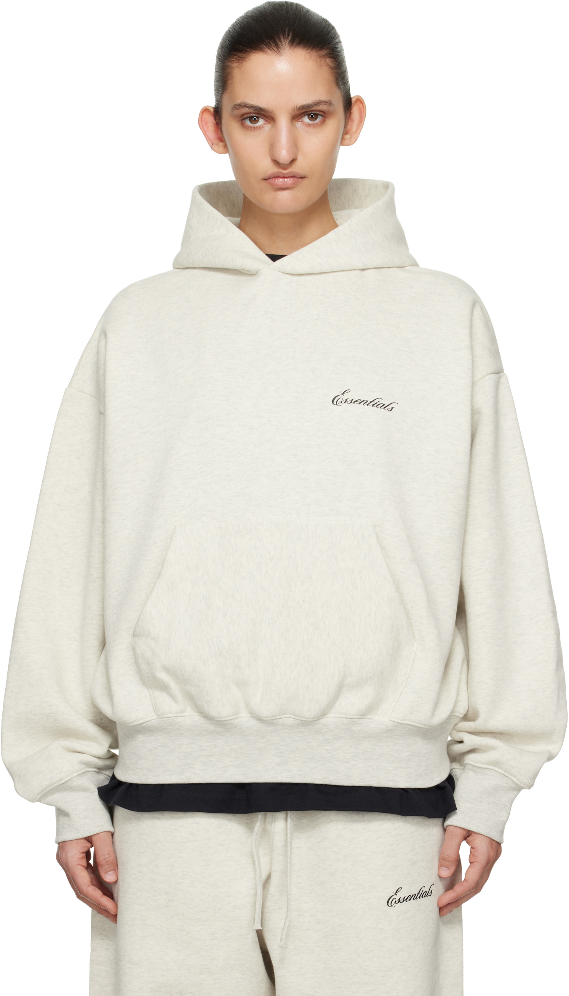 Fear of God ESSENTIALS - Pull à capuche blanc cassé