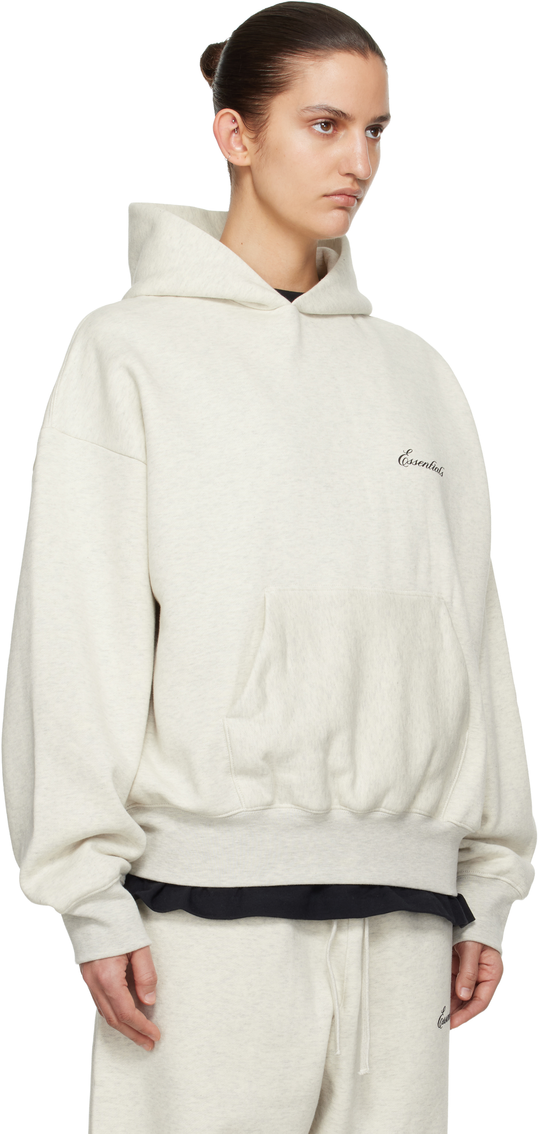 Fear of God ESSENTIALS - Pull à capuche blanc cassé