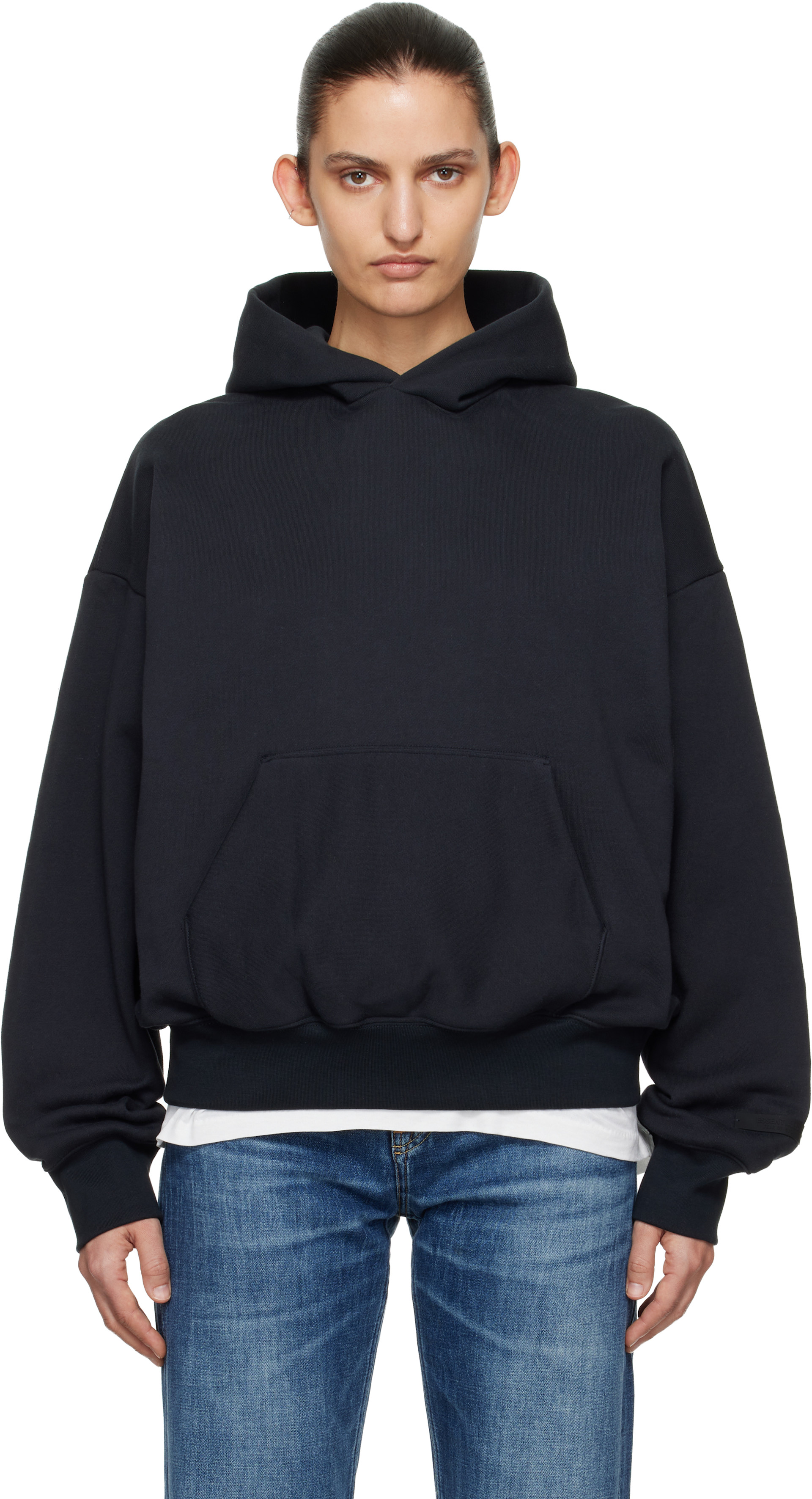 Fear of God ESSENTIALS - Pull à capuche noir à coupe classique