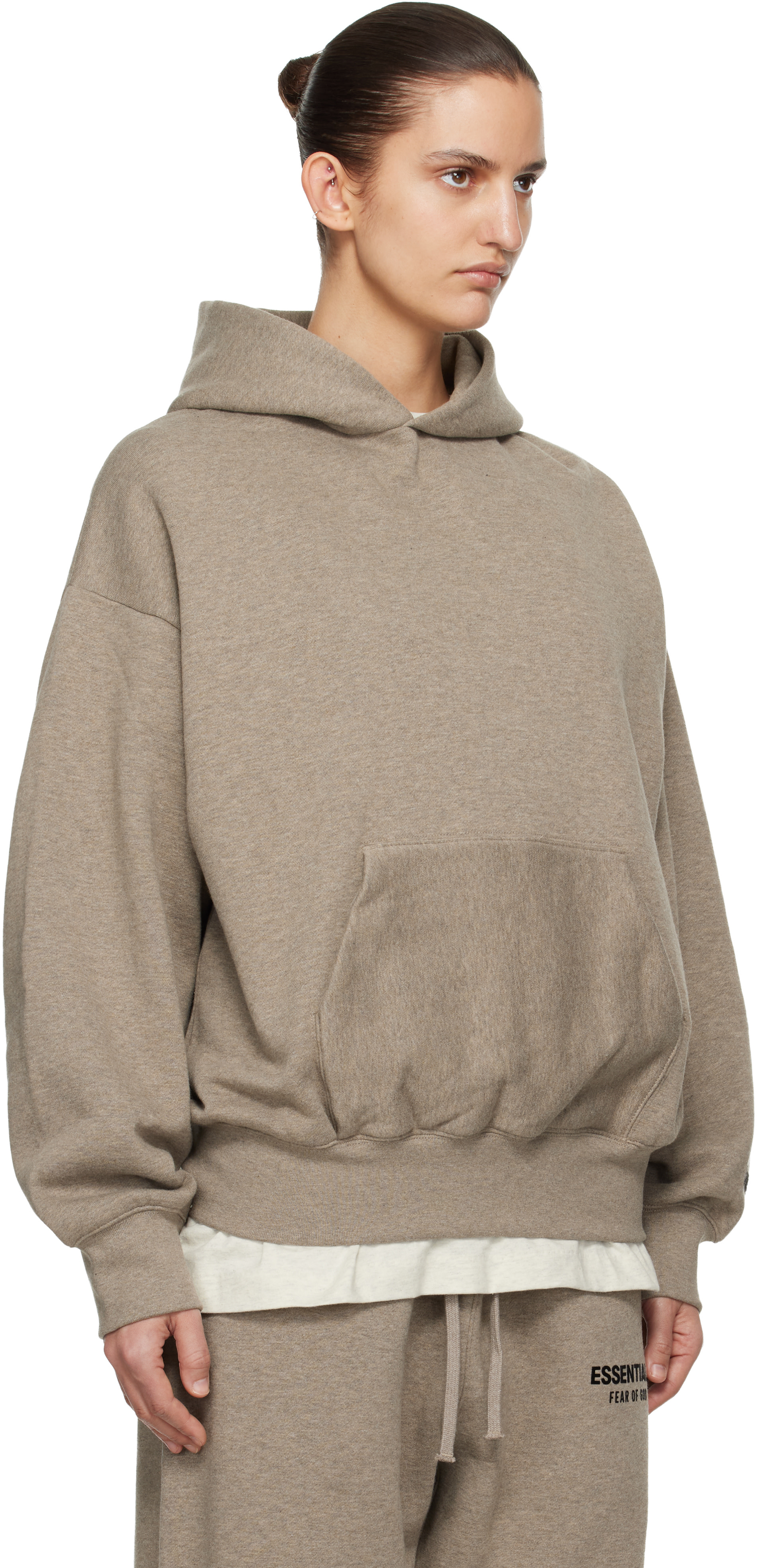 Fear of God ESSENTIALS - Pull à capuche beige à coupe classique