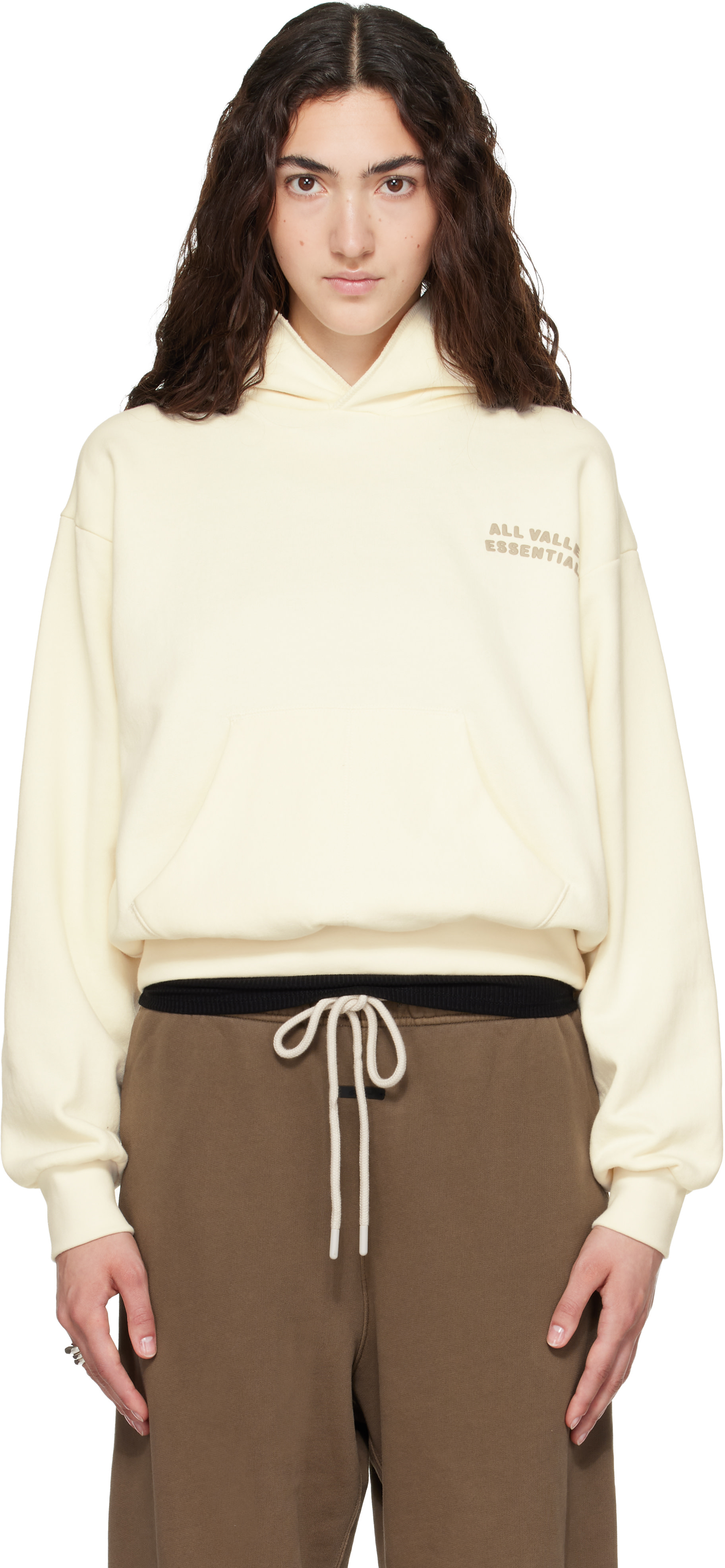 Fear of God ESSENTIALS - Pull à capuche 90s blanc cassé en molleton