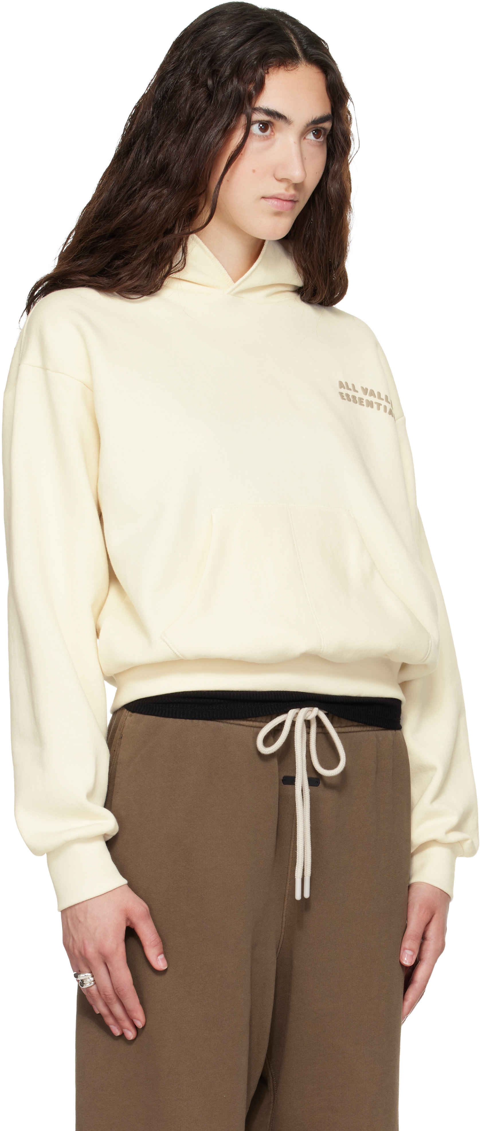 Fear of God ESSENTIALS - Pull à capuche 90s blanc cassé en molleton