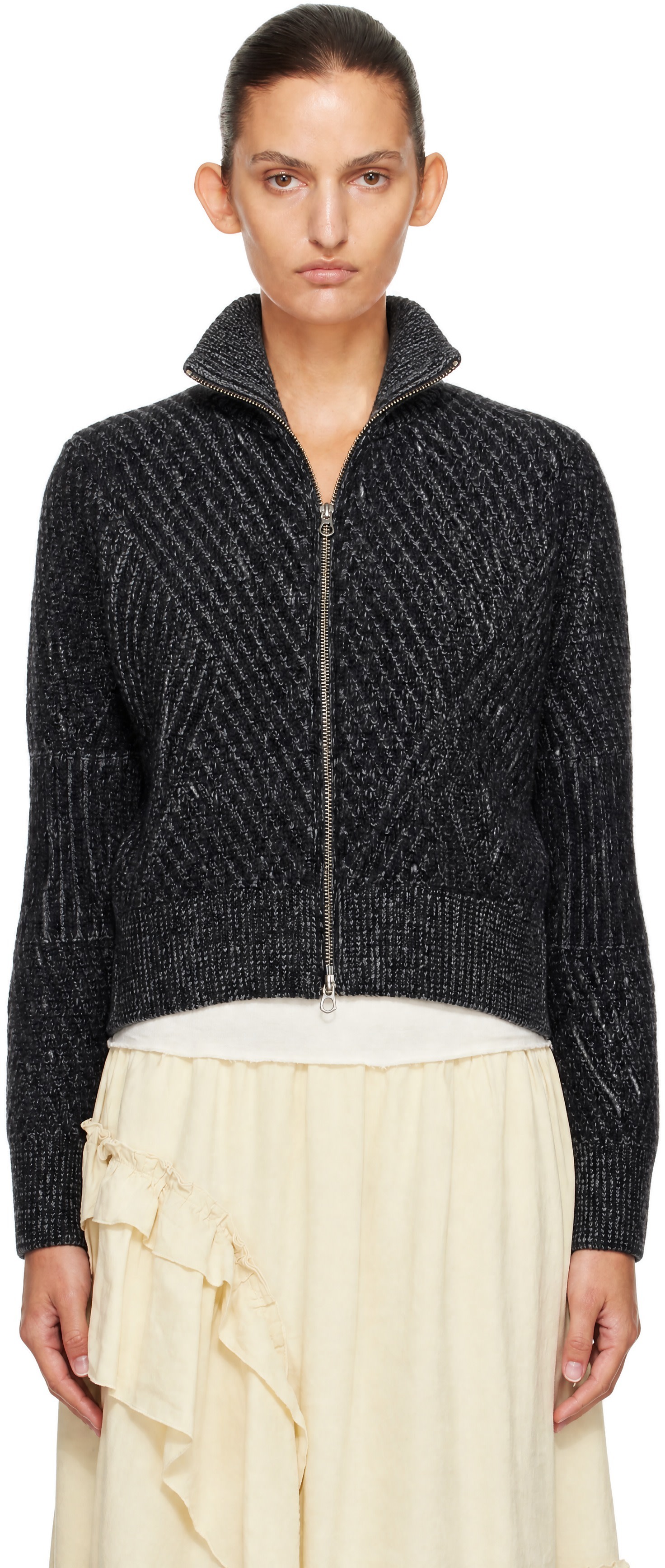 YMC: Black & Gray Nova Zip Cardigan | SSENSE Canada
