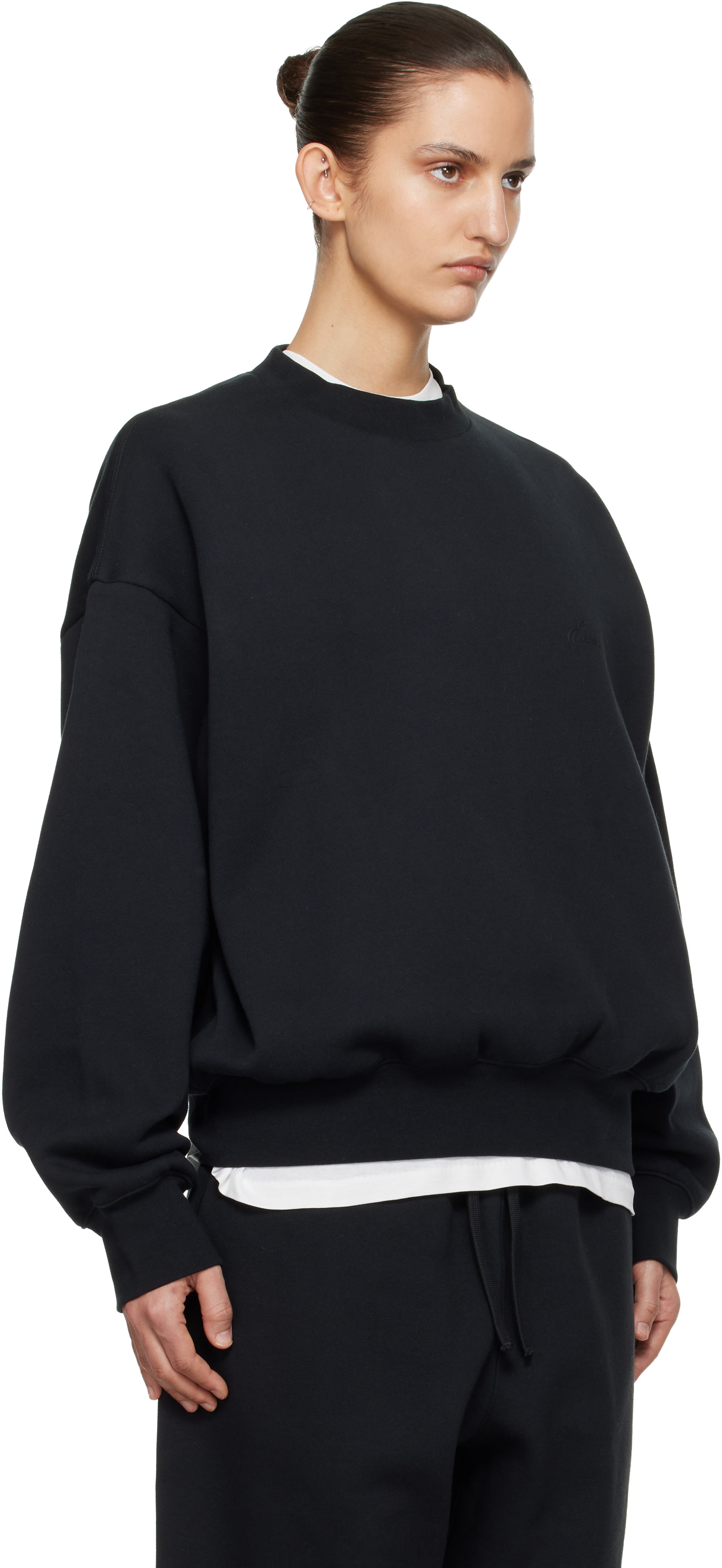 Fear of God ESSENTIALS - 블랙 클래식 크루넥 스웨트셔츠